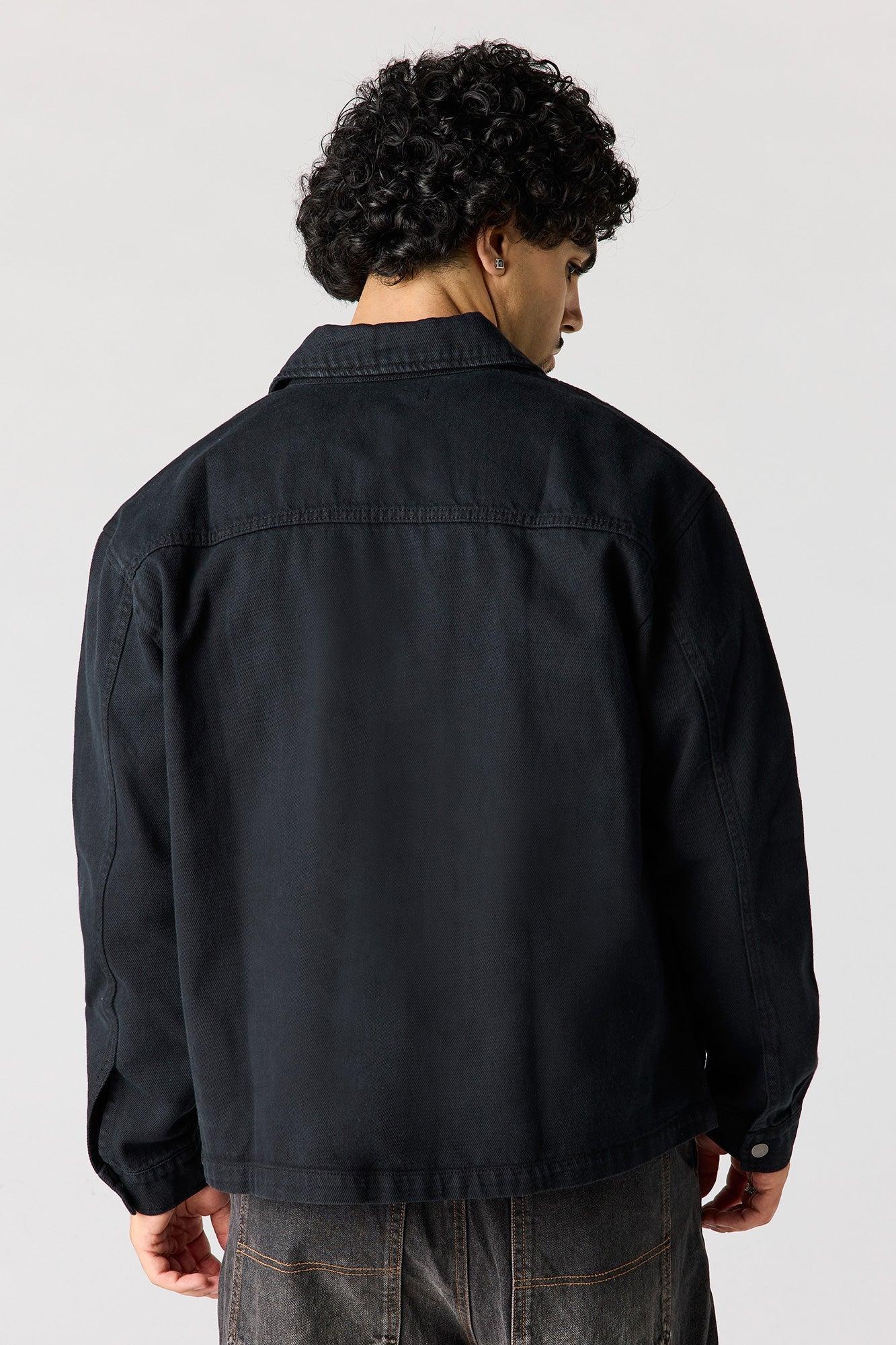Boxy Denim Button-Up Top