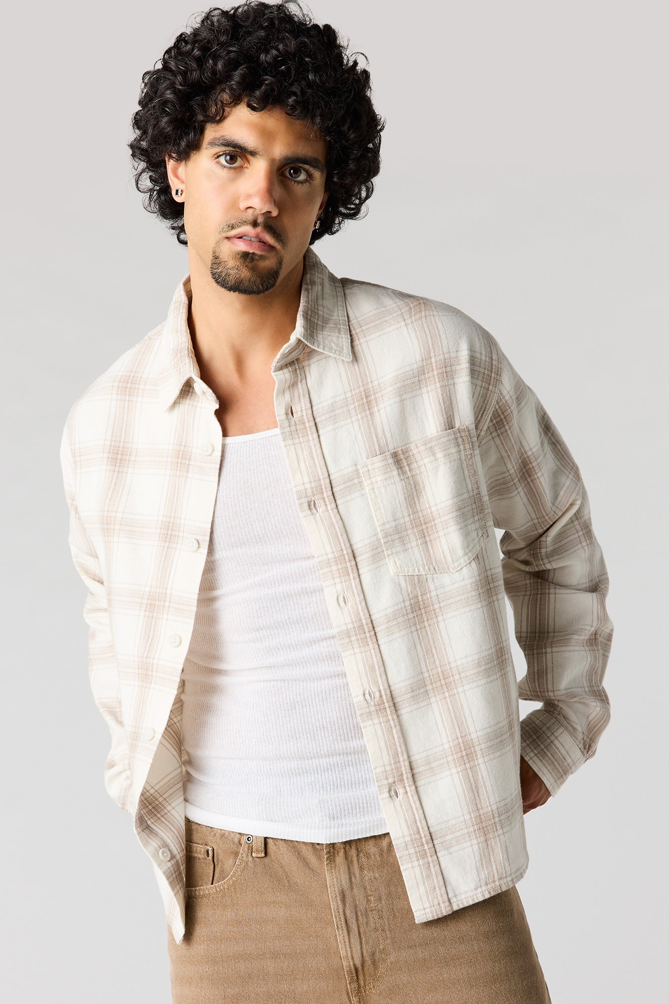 Plaid Flannel Button-Up Top