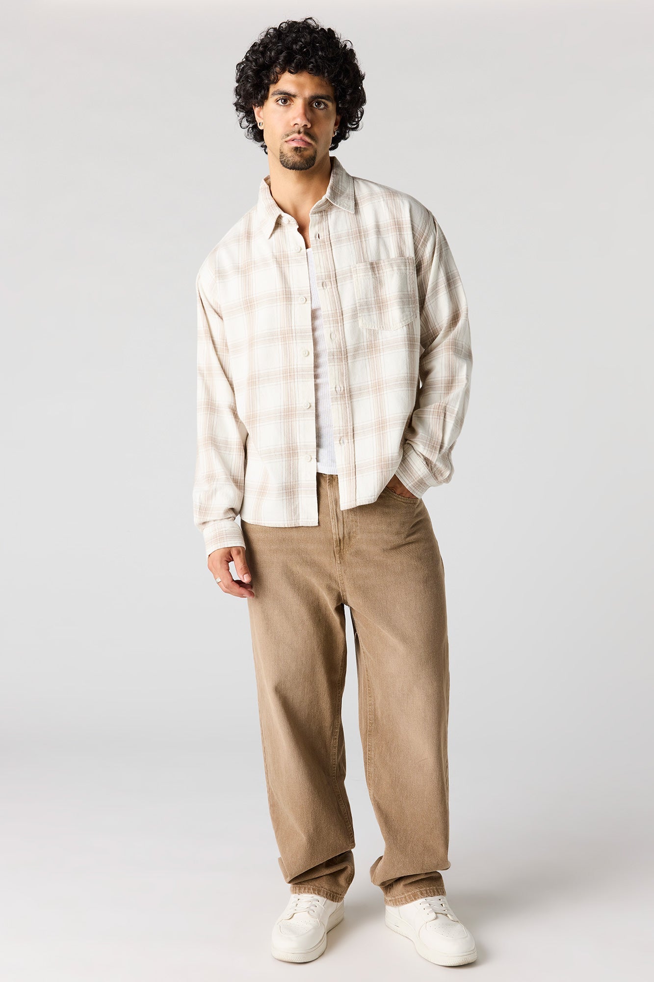 Plaid Flannel Button-Up Top