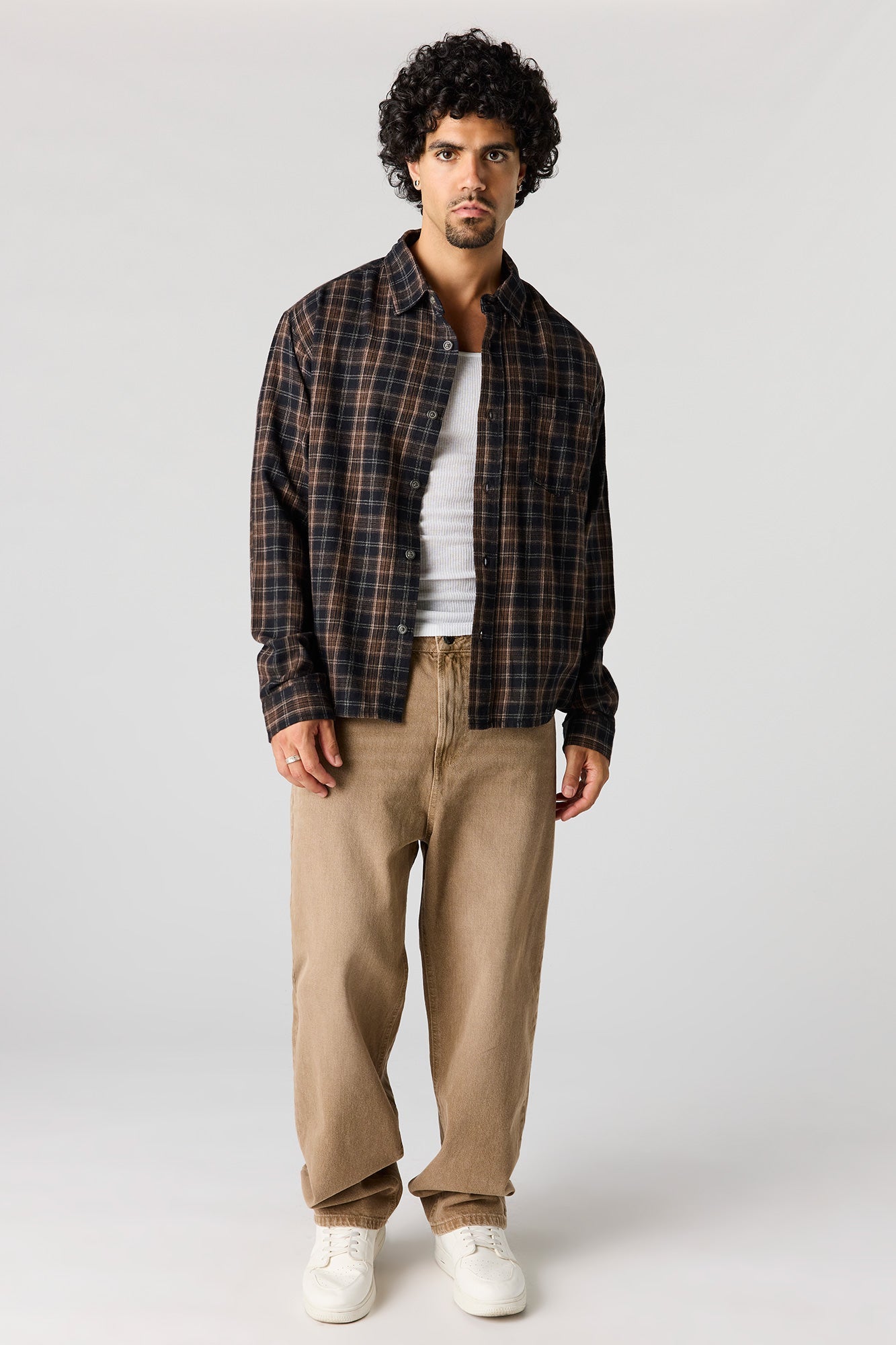 Plaid Flannel Button-Up Top