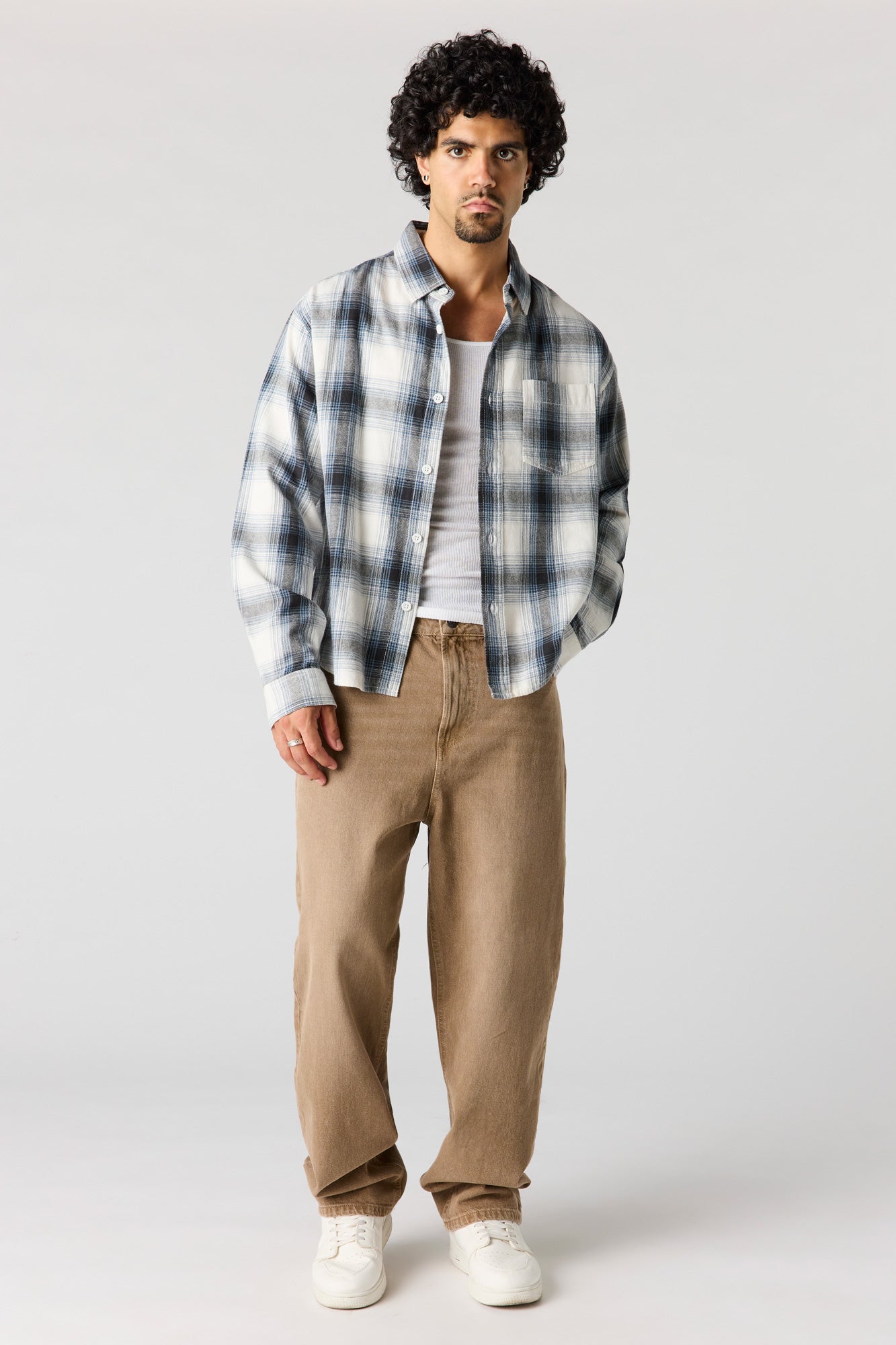 Plaid Flannel Button-Up Top