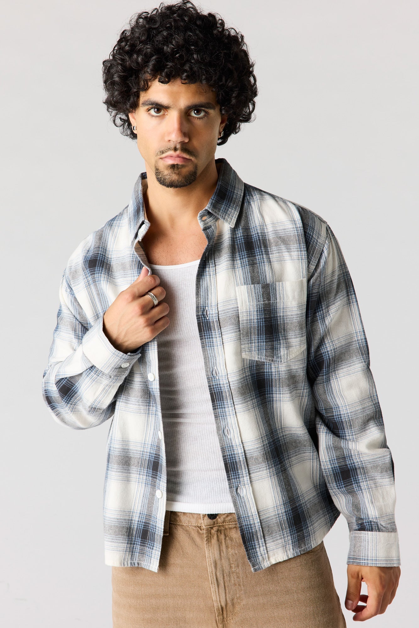 Plaid Flannel Button-Up Top