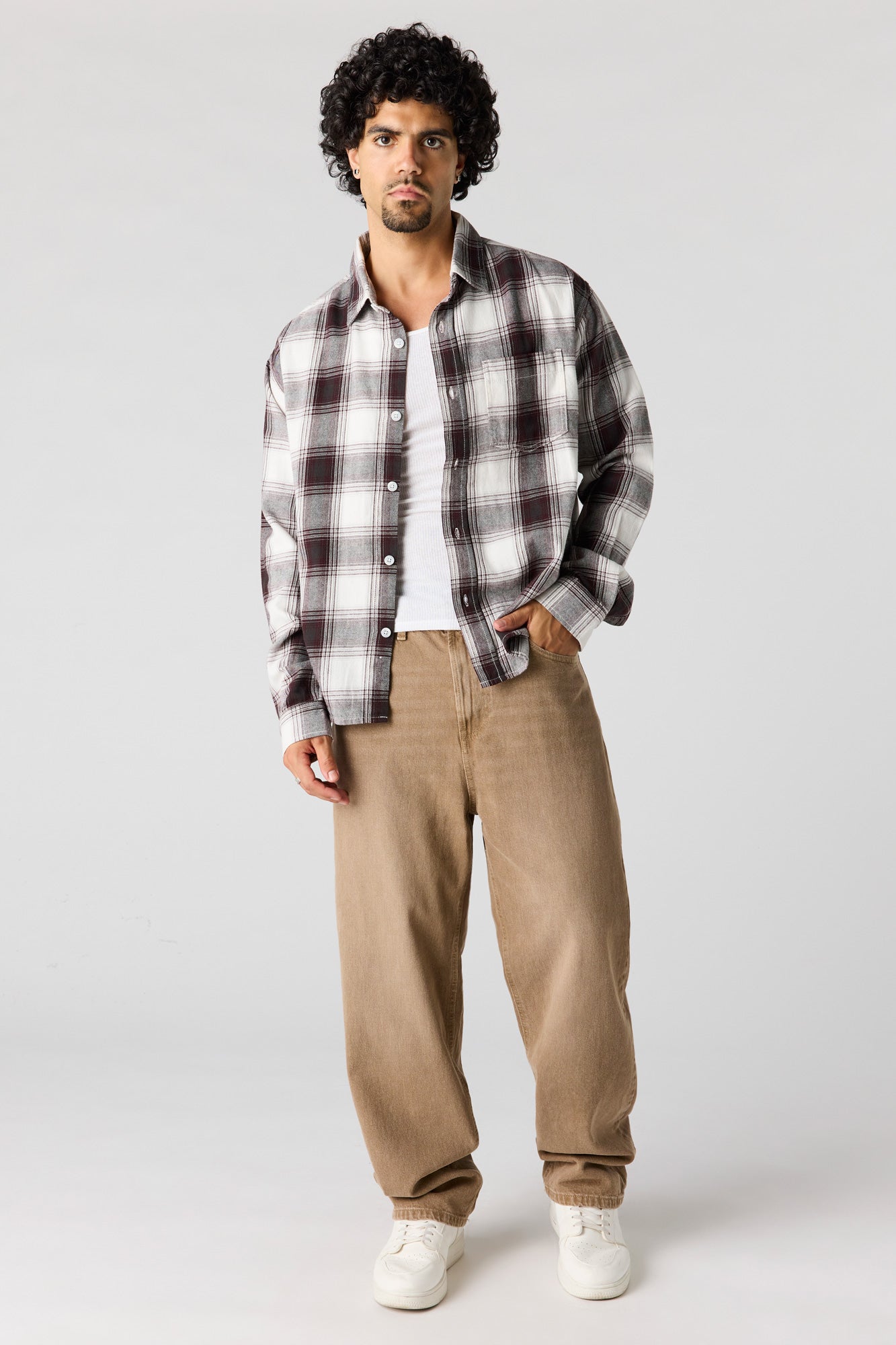 Plaid Flannel Button-Up Top