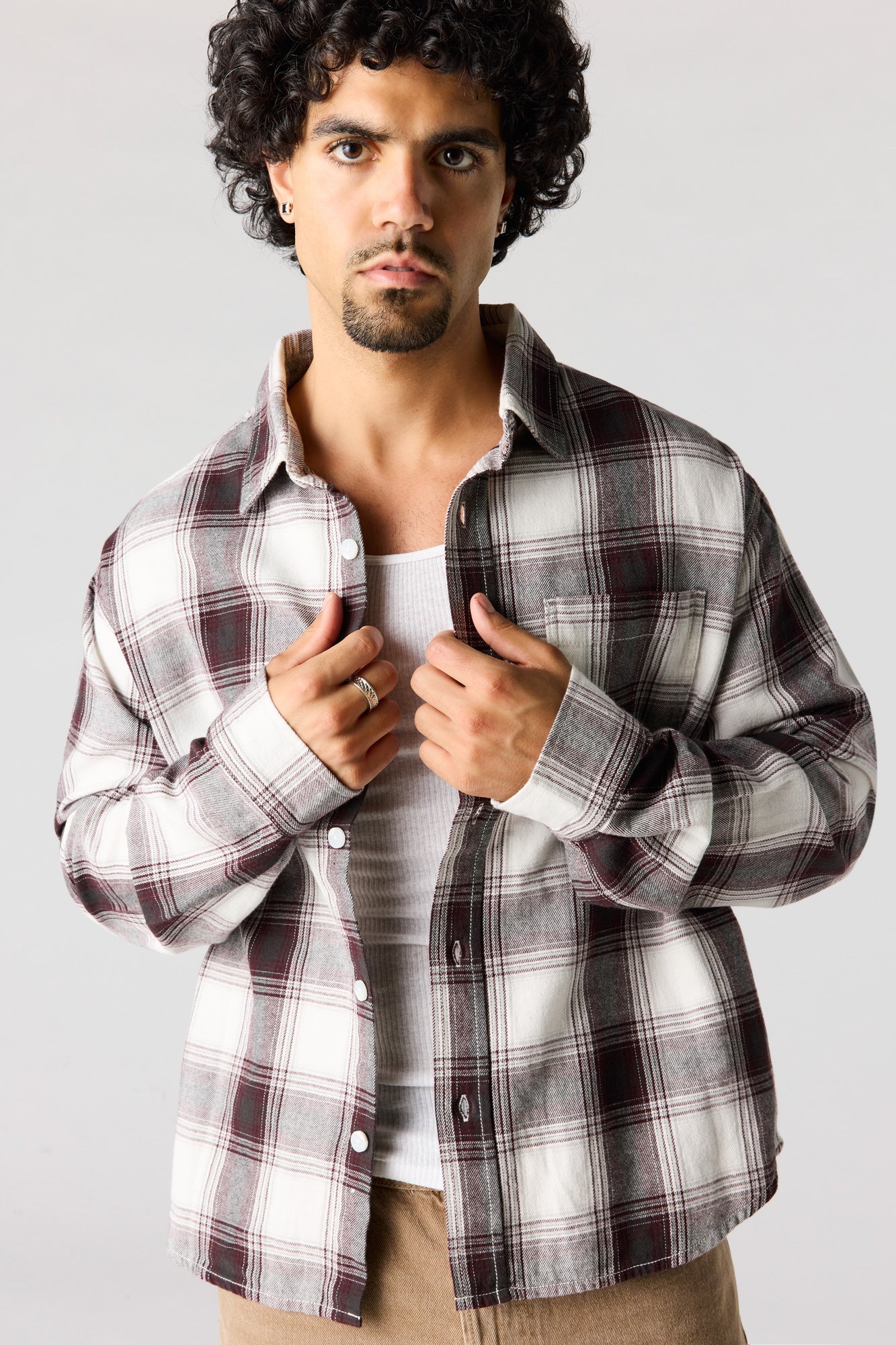 Plaid Flannel Button-Up Top