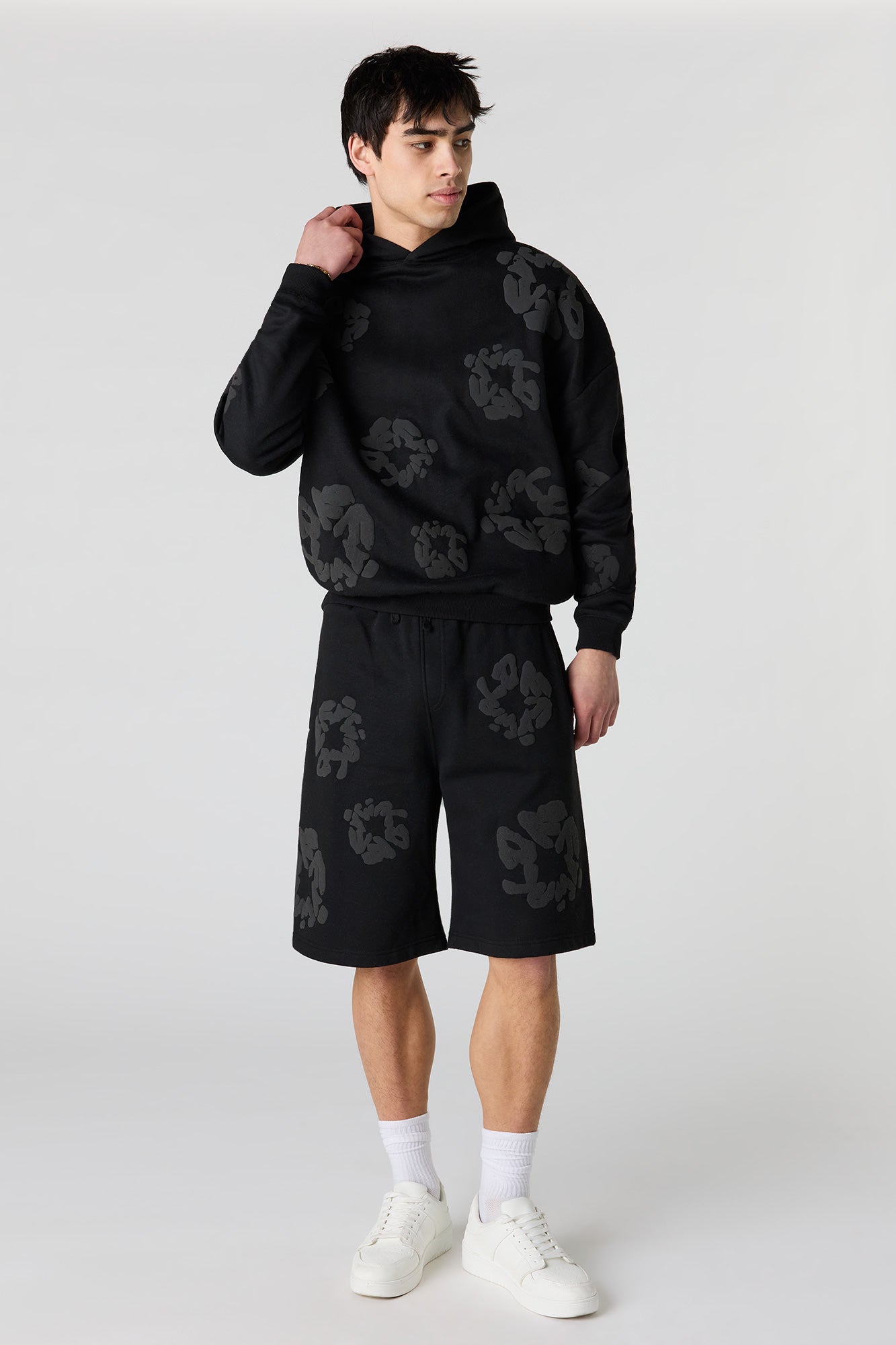 Puff Print Boxy Fleece Hoodie