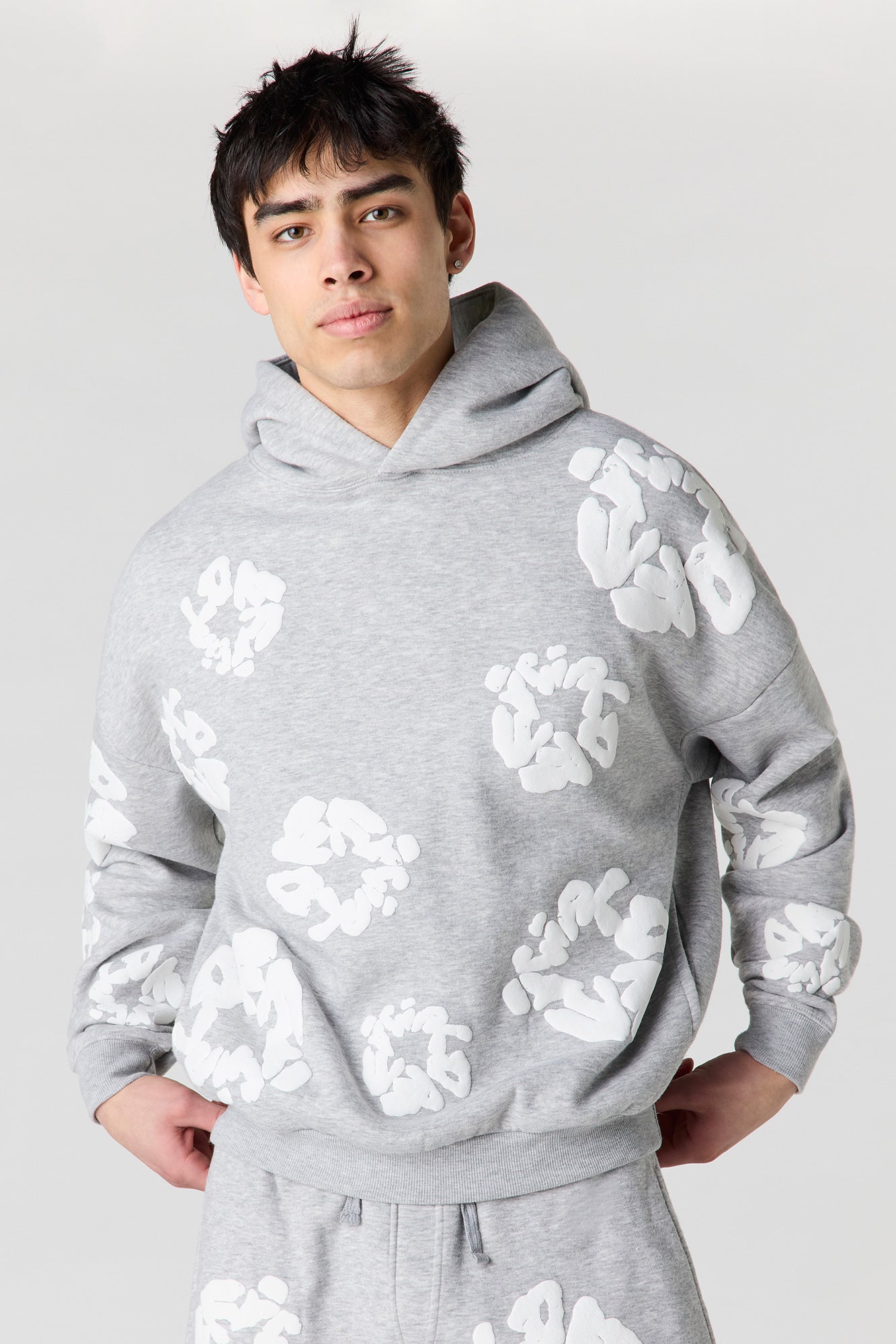 Puff Print Boxy Fleece Hoodie