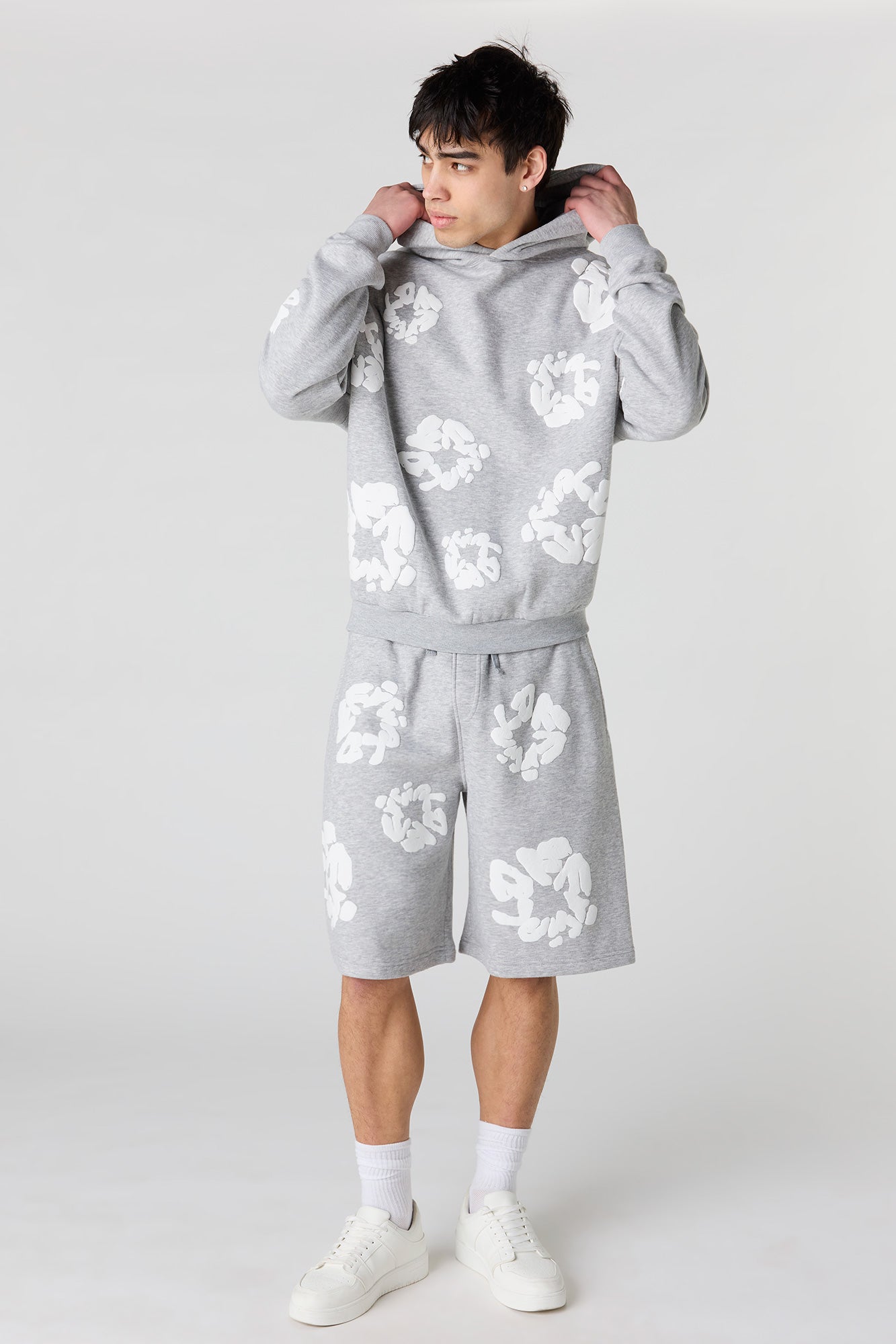 Puff Print Boxy Fleece Hoodie