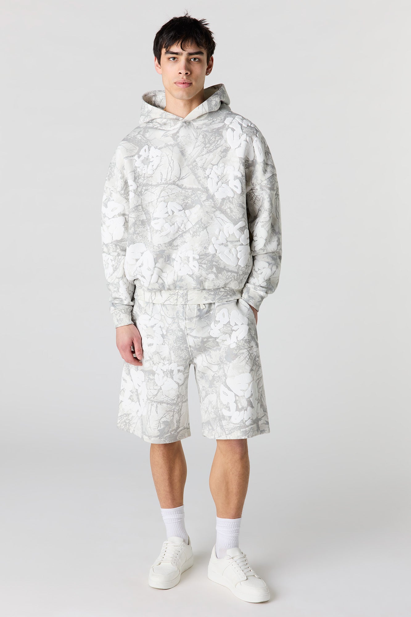 Puff Print Boxy Fleece Hoodie