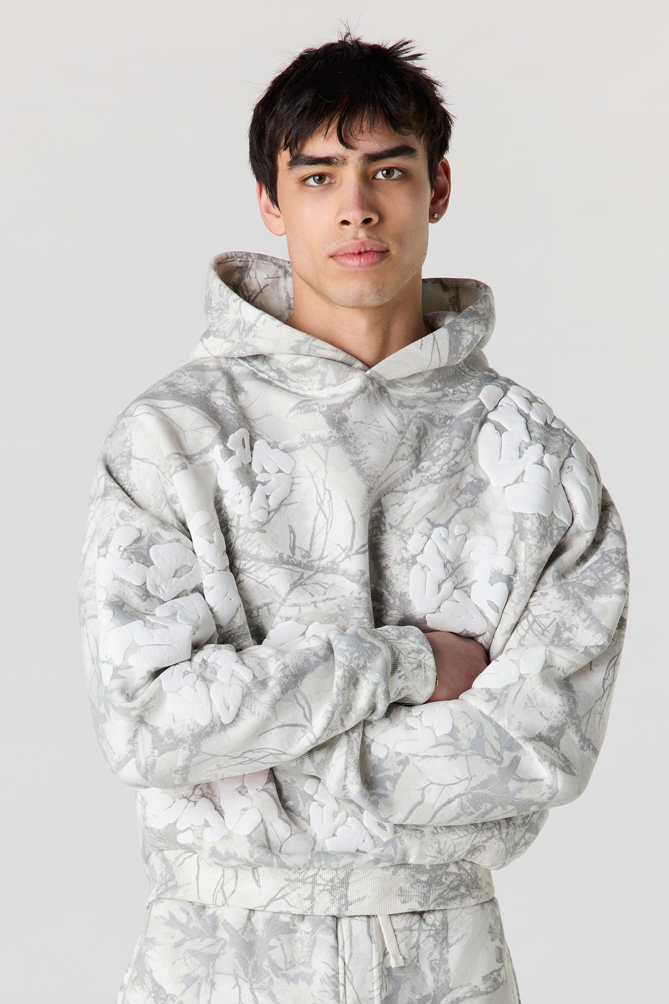 Puff Print Boxy Fleece Hoodie