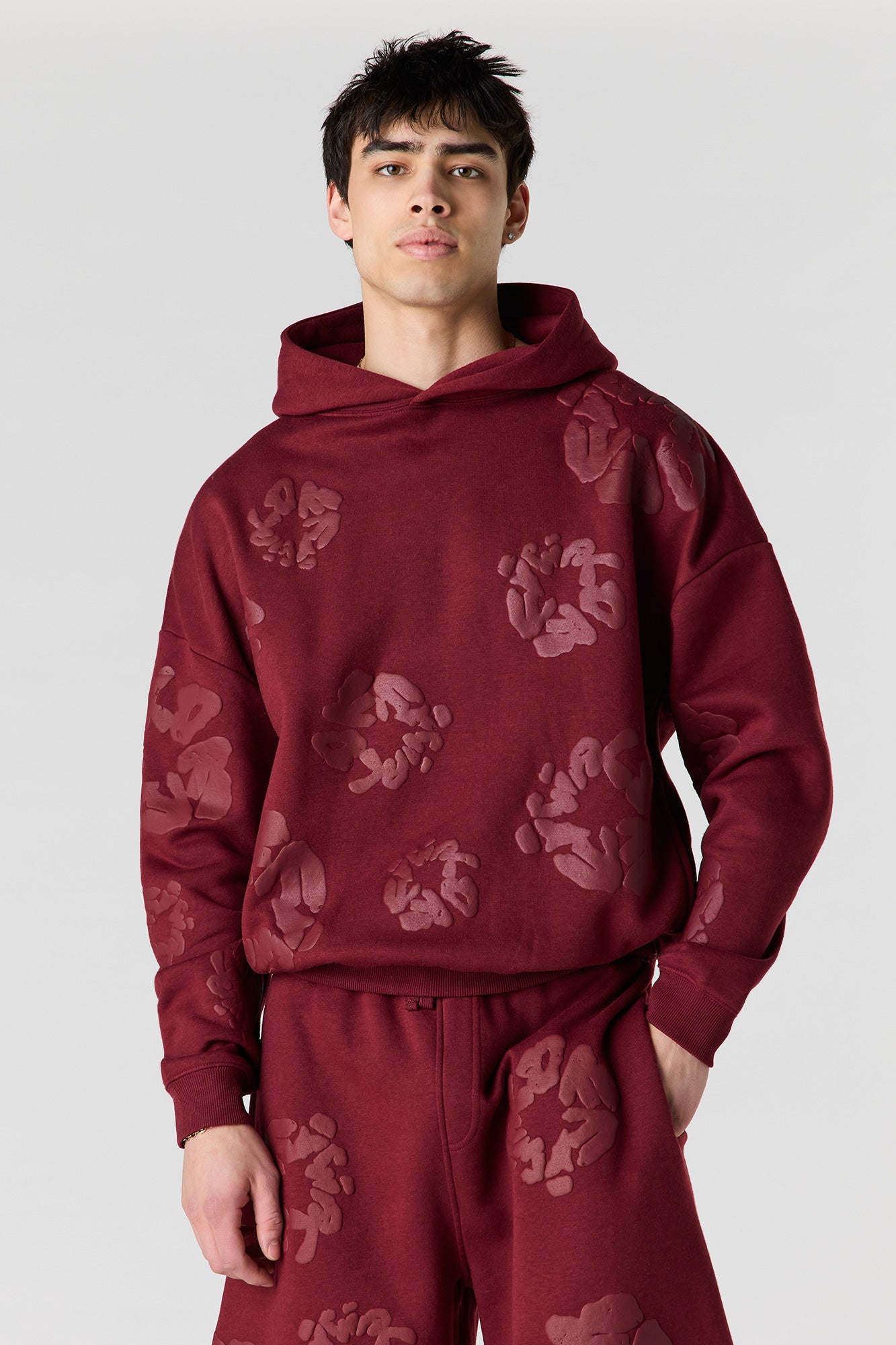 Puff Print Boxy Fleece Hoodie