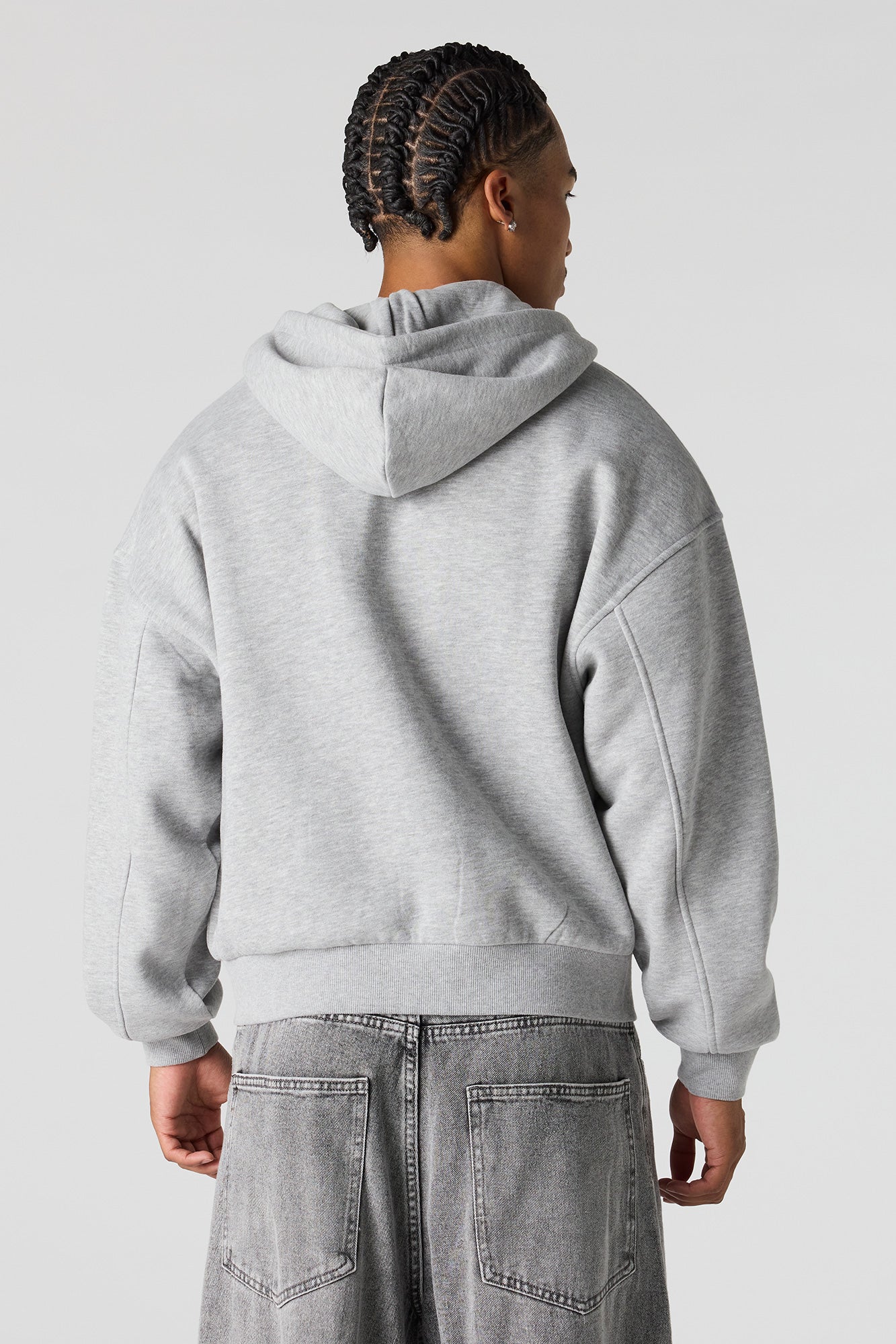 2-Way Zip-Up Boxy Feece Hoodie