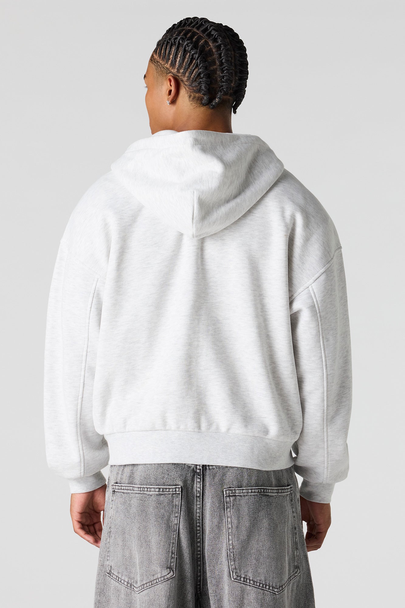 2-Way Zip-Up Boxy Feece Hoodie