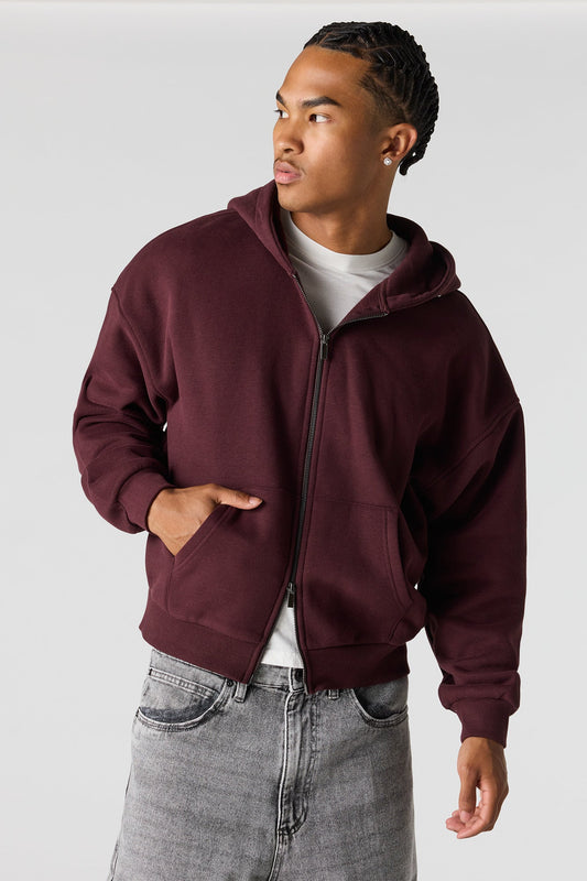 2-Way Zip-Up Boxy Feece Hoodie