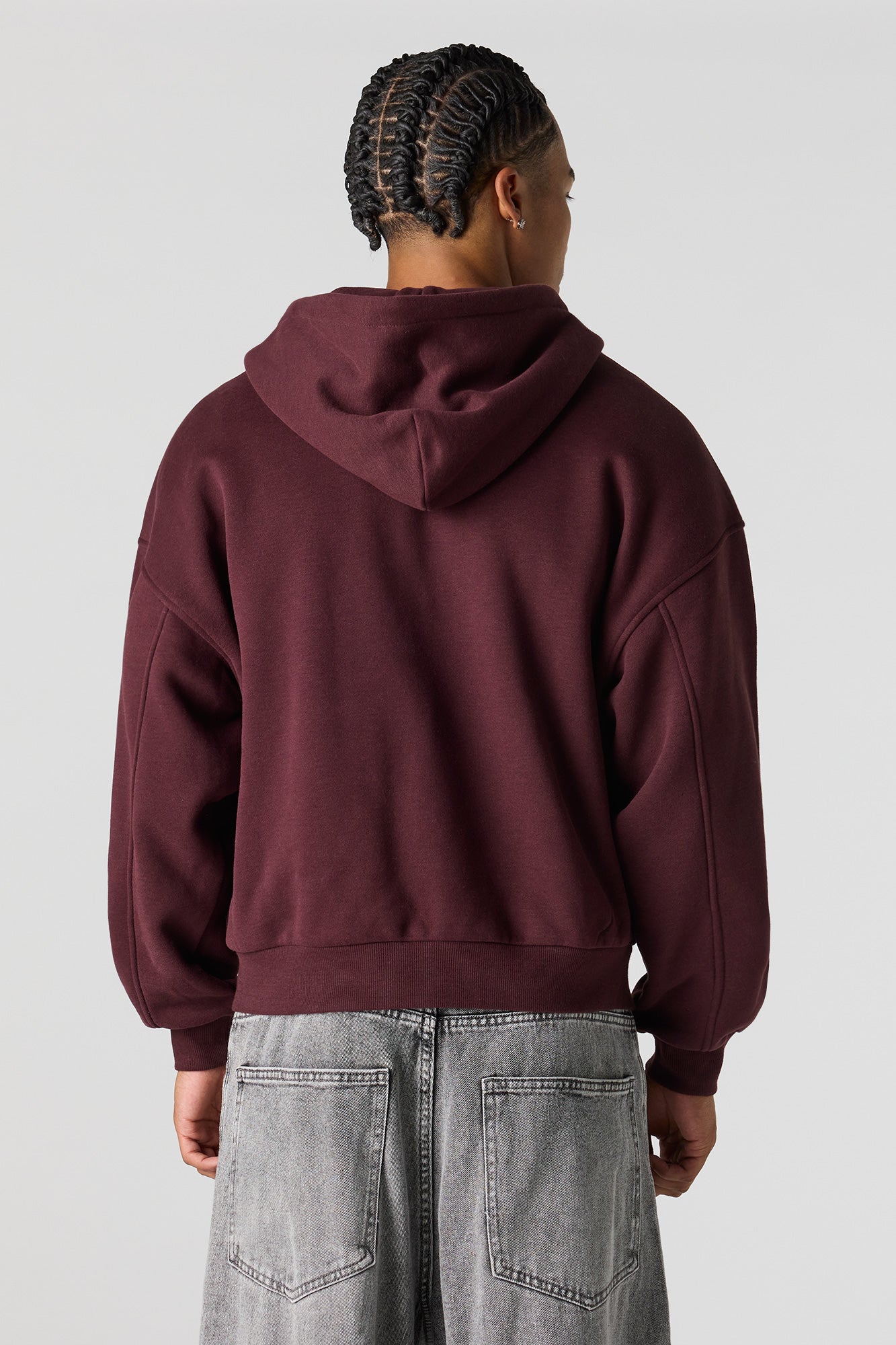 2-Way Zip-Up Boxy Feece Hoodie