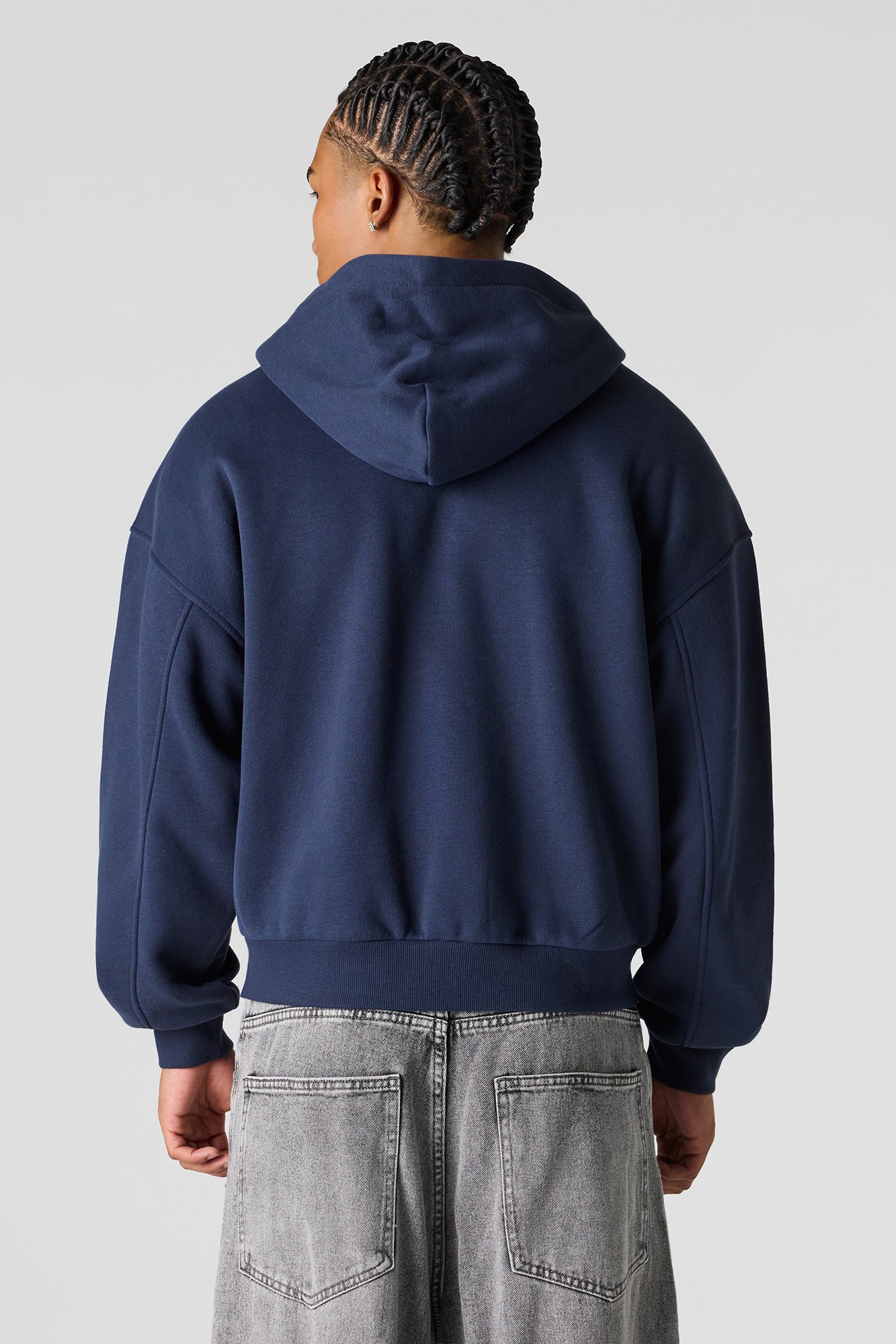 2-Way Zip-Up Boxy Feece Hoodie