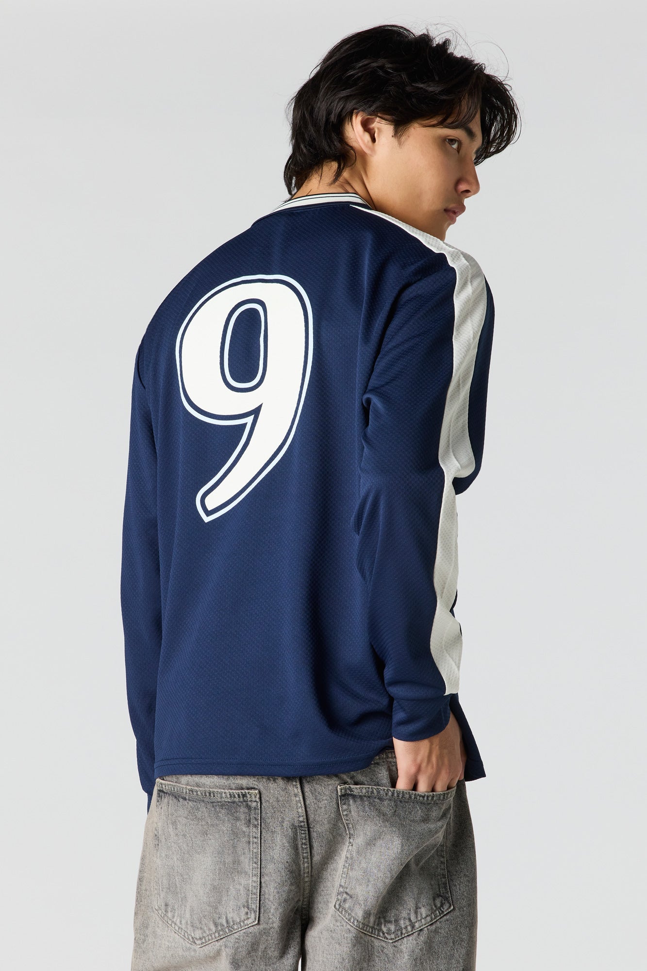 Textured Graphic Long Sleeve Polo
