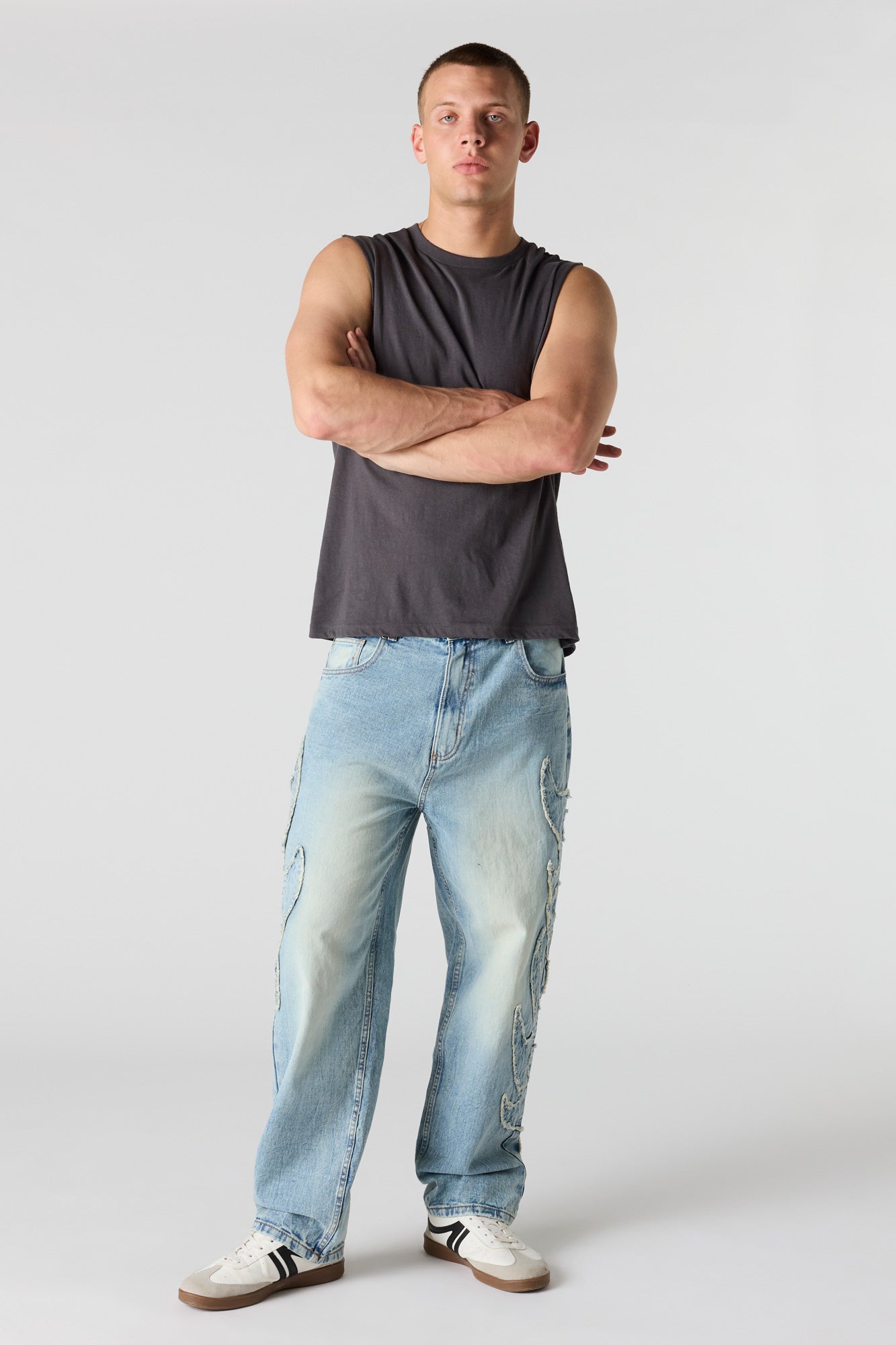 Ripped Light Baggy Jean
