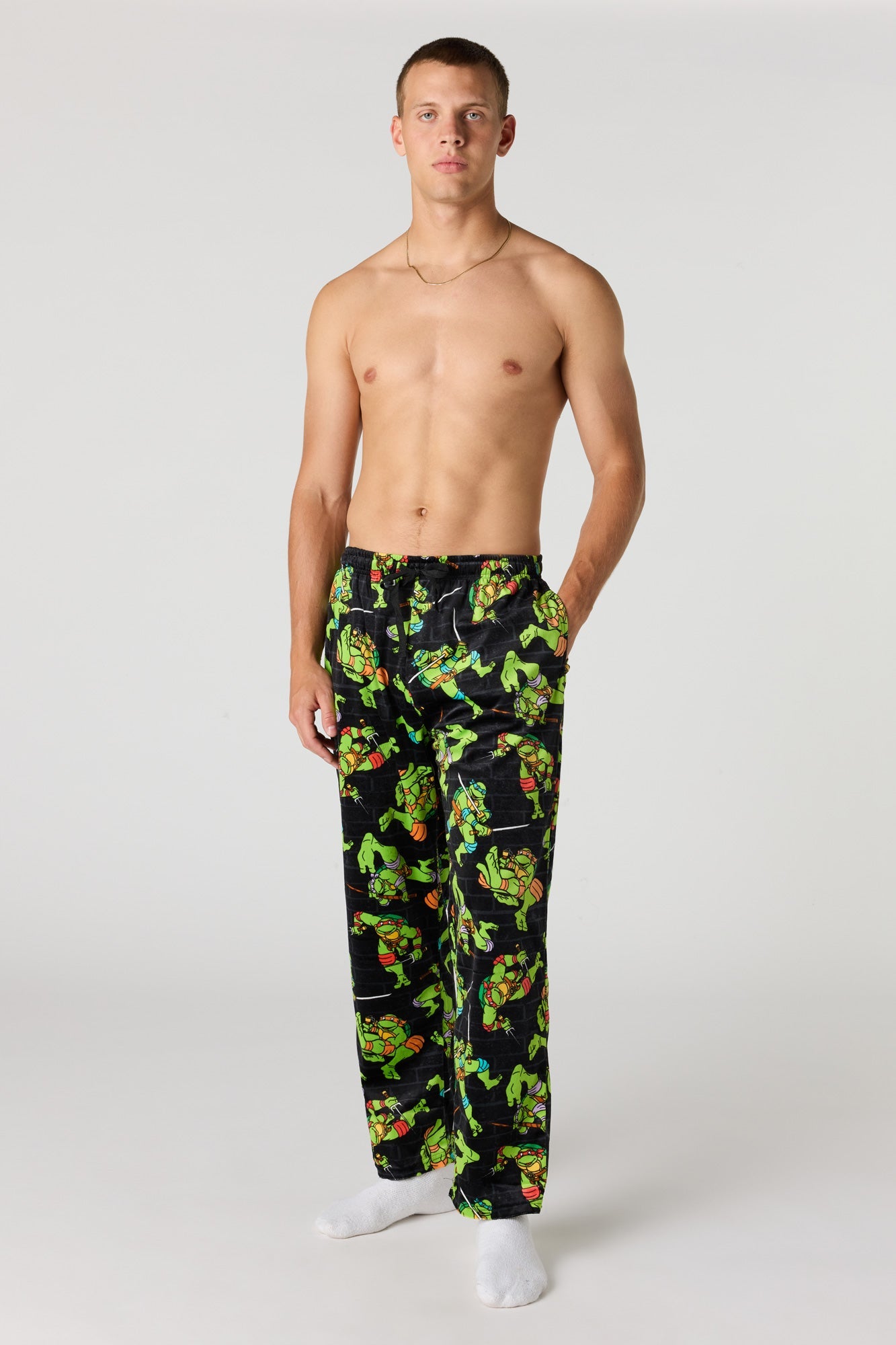 Plush Cartoon Print Pajama Pant