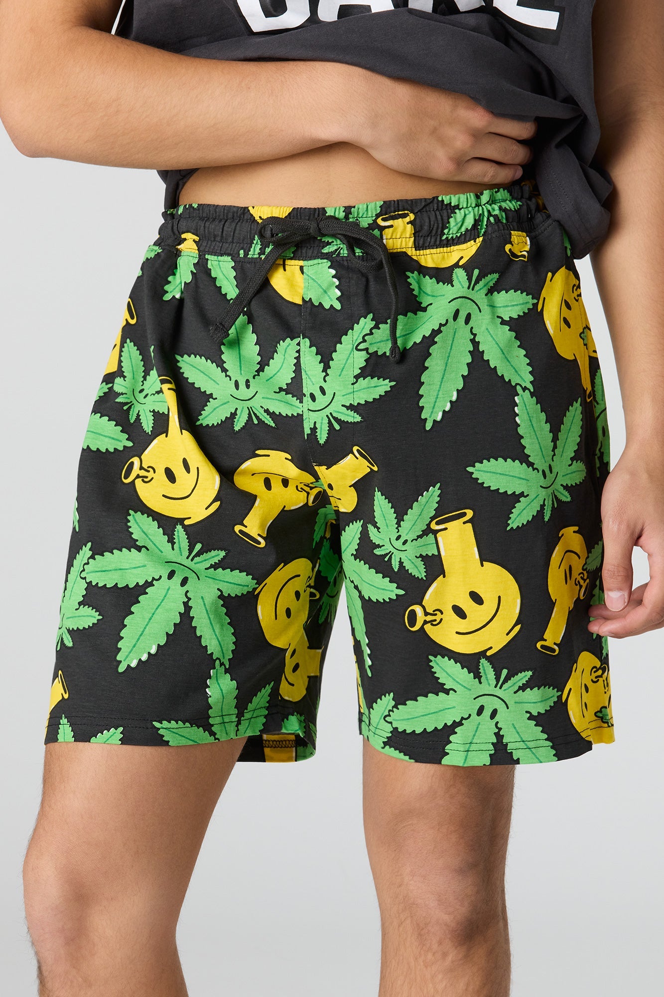Graphic Tee & Printed Short Pajama Set