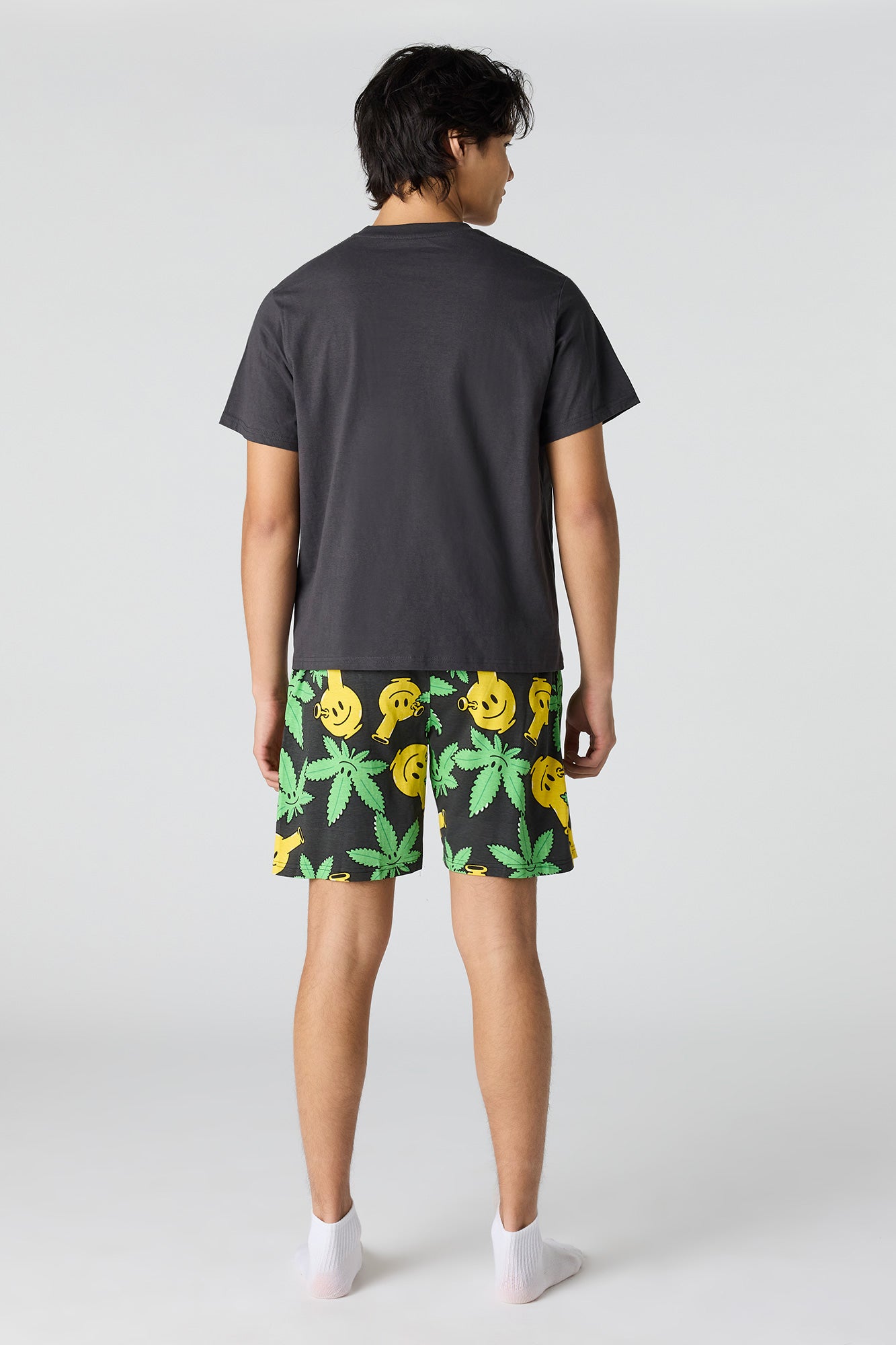 Graphic Tee & Printed Short Pajama Set