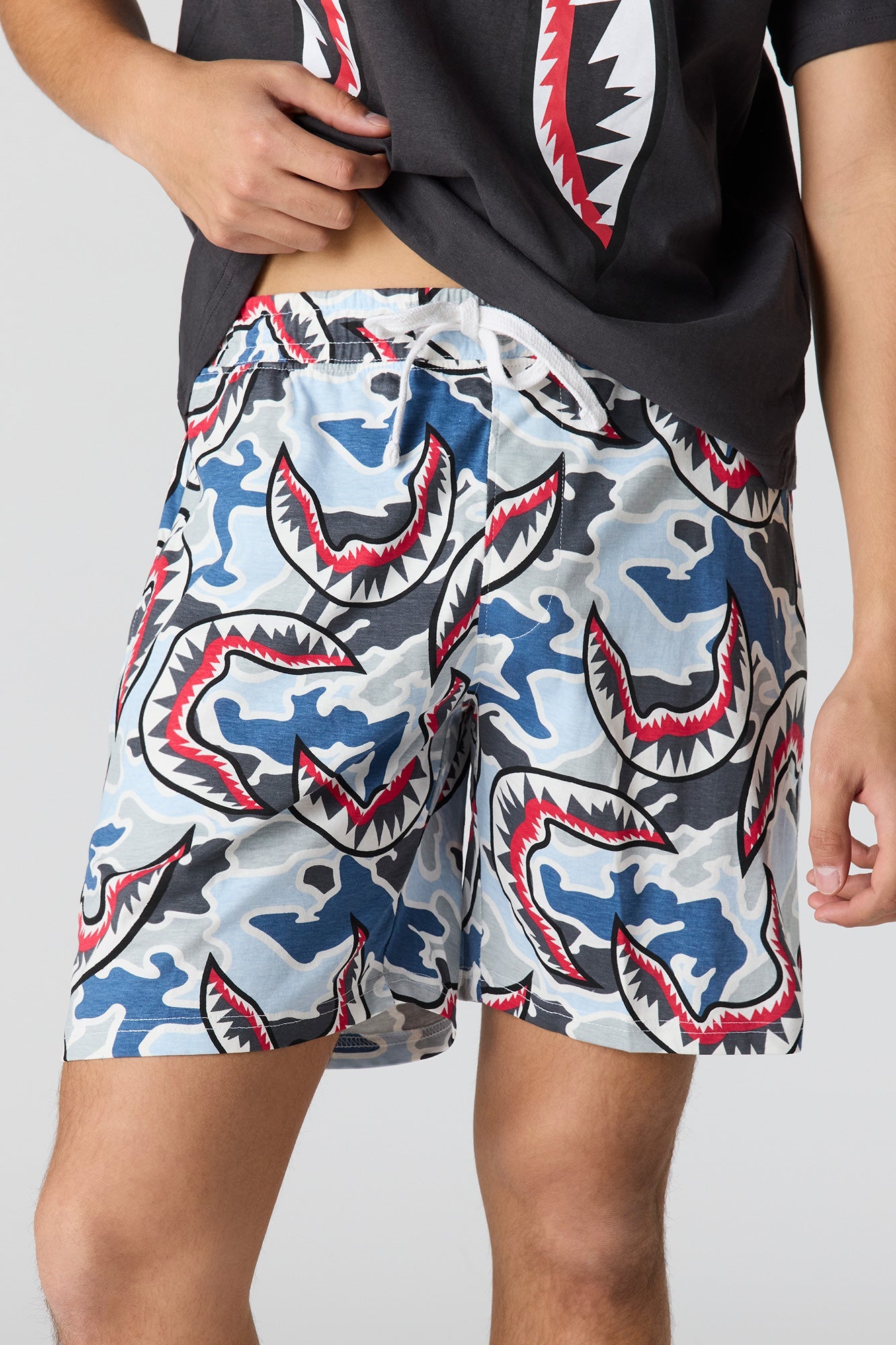 Graphic Tee & Printed Short Pajama Set
