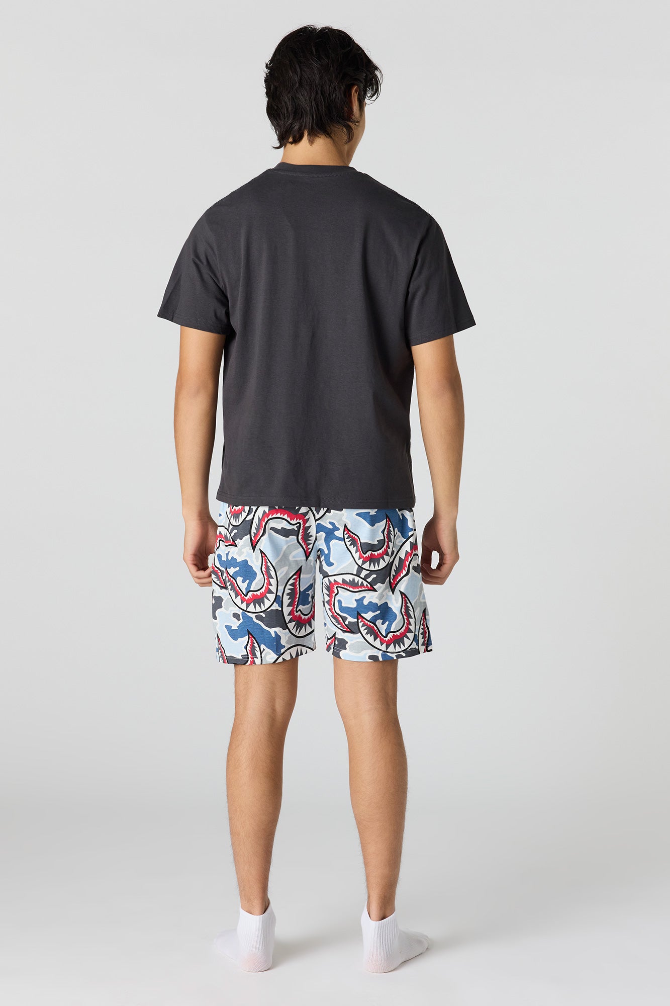 Graphic Tee & Printed Short Pajama Set