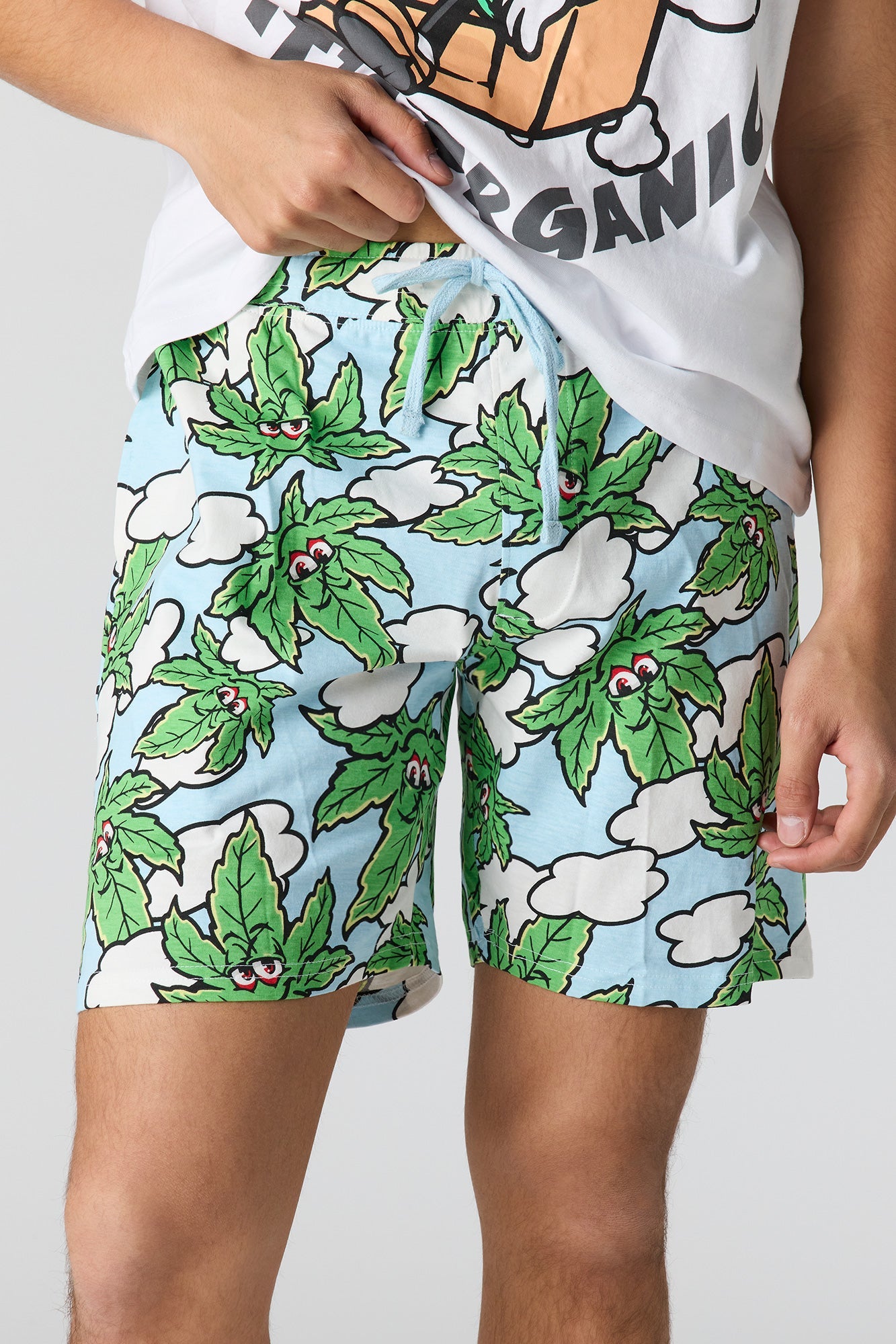 Graphic Tee & Printed Short Pajama Set