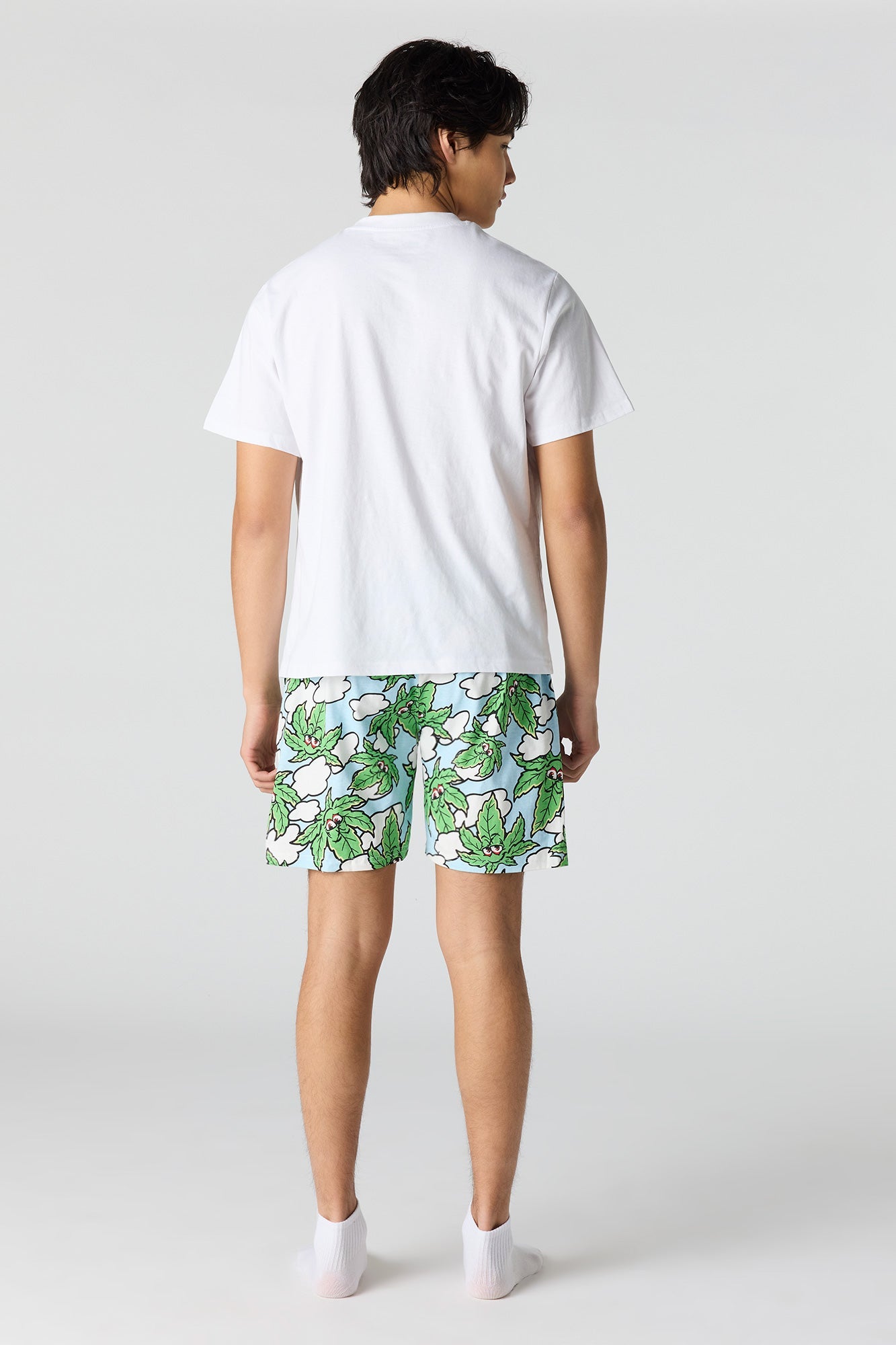 Graphic Tee & Printed Short Pajama Set