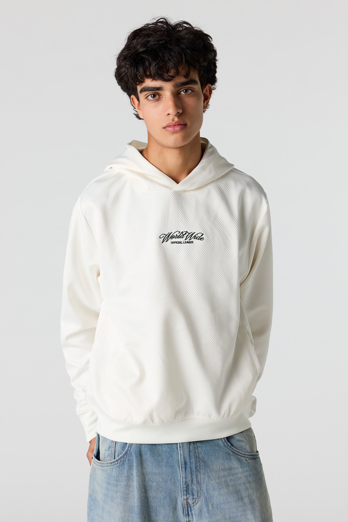 Textured Embroidered Hoodie