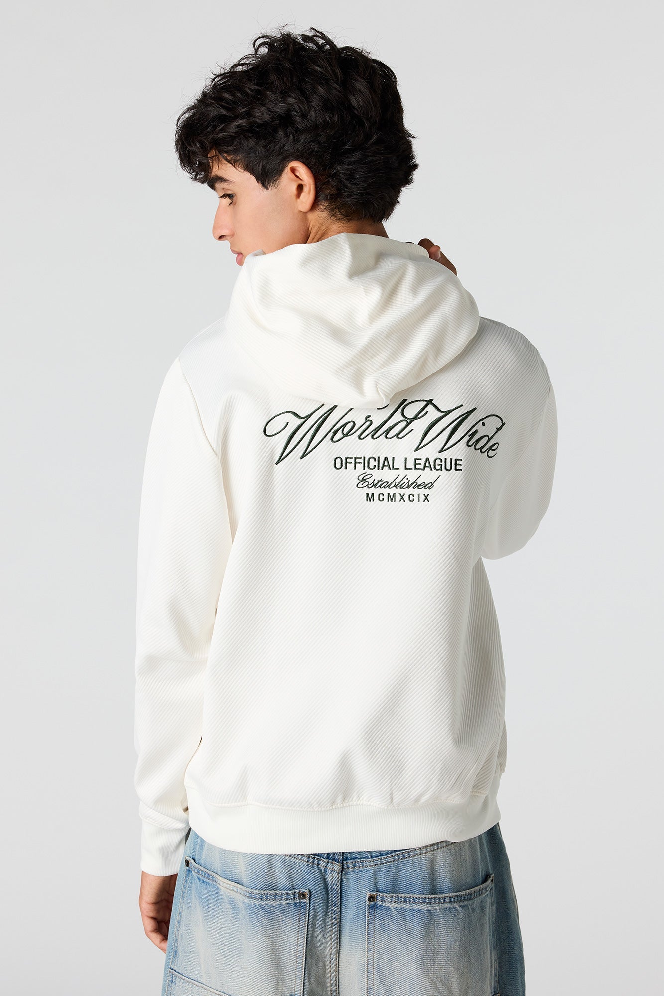 Textured Embroidered Hoodie