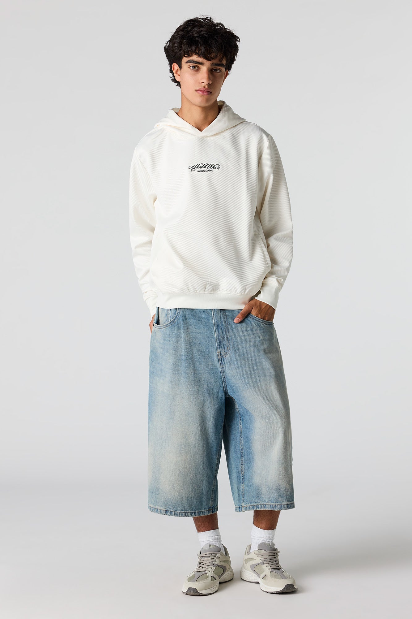 Textured Embroidered Hoodie