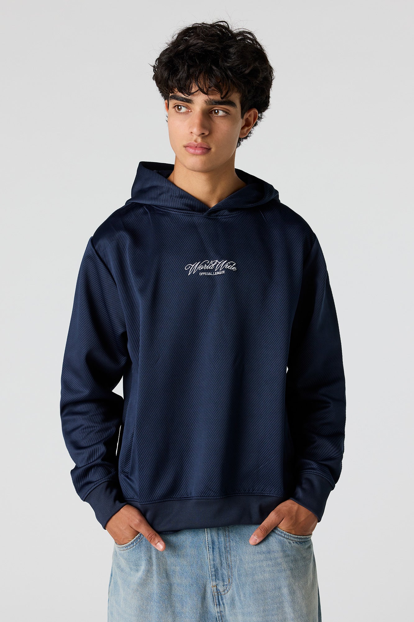 Textured Embroidered Hoodie