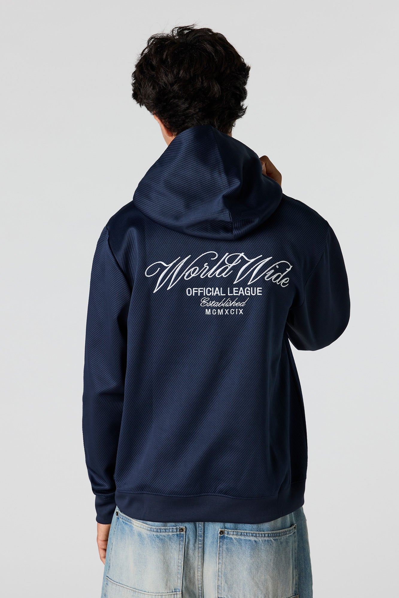 Textured Embroidered Hoodie