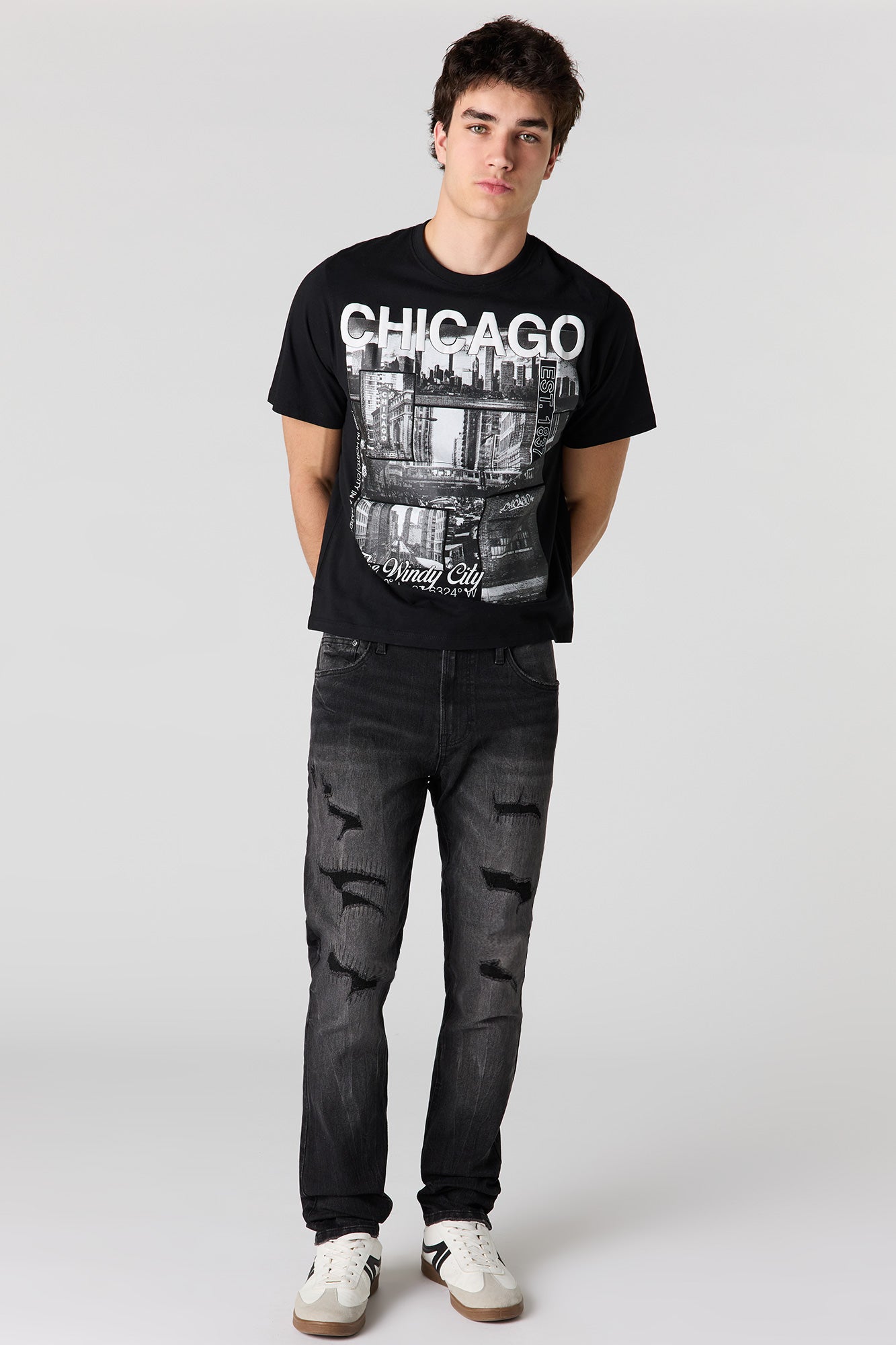 Ripped Straight Slim Black Jean