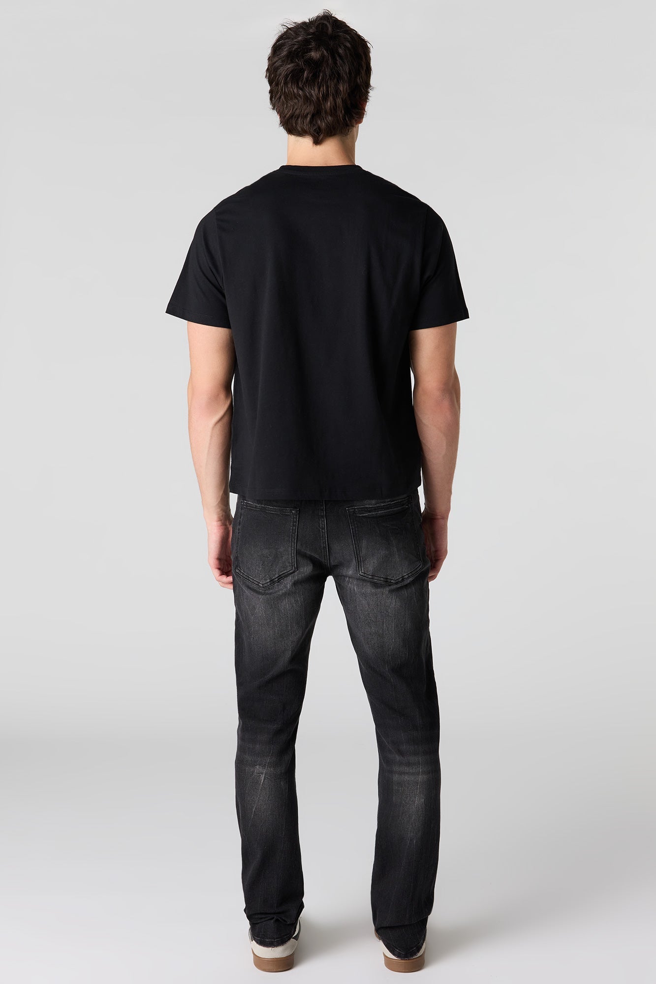 Ripped Straight Slim Black Jean