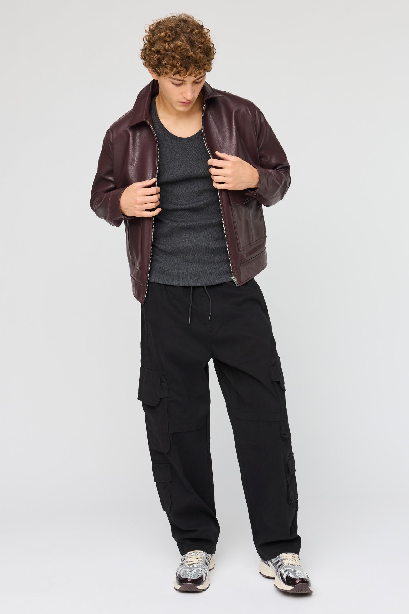 Faux Leather Bomber Jacket
