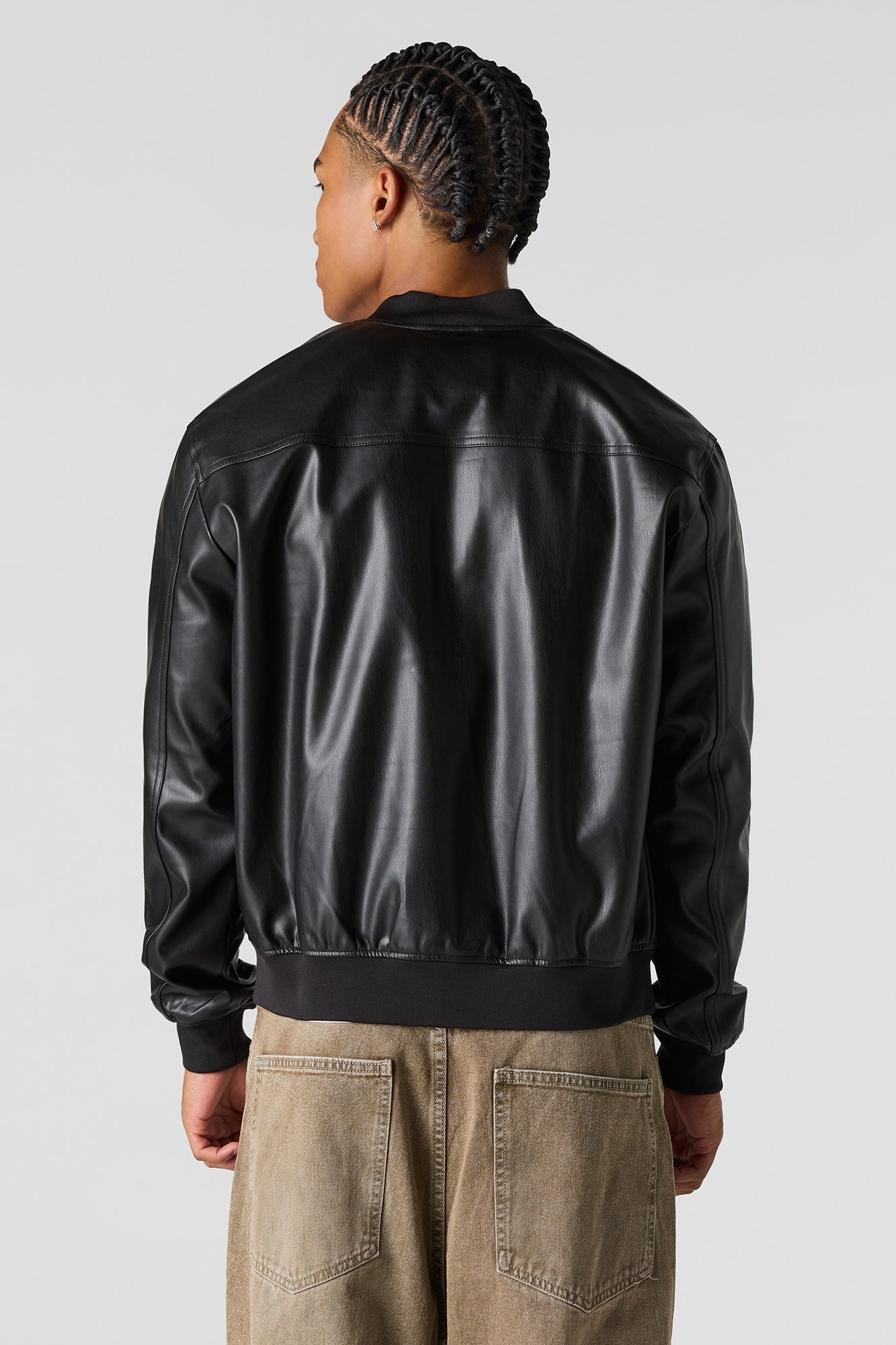 Faux Leather Bomber Jacket