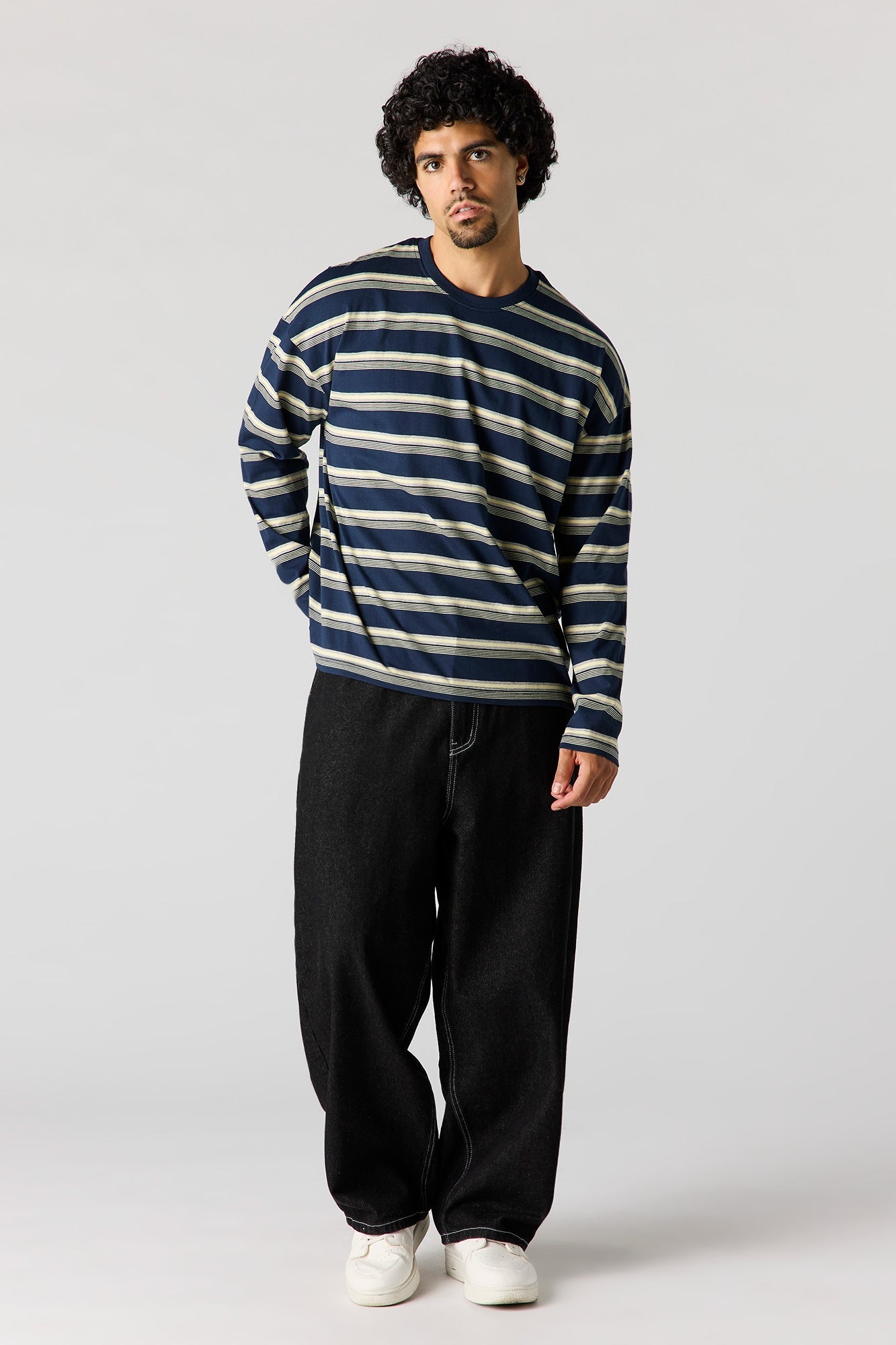 Striped Boxy Long Sleeve Top