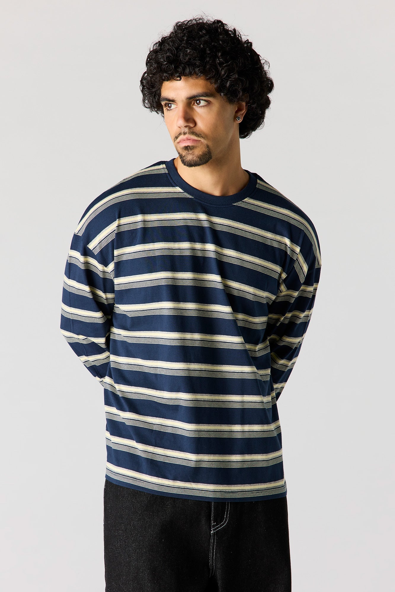 Striped Boxy Long Sleeve Top
