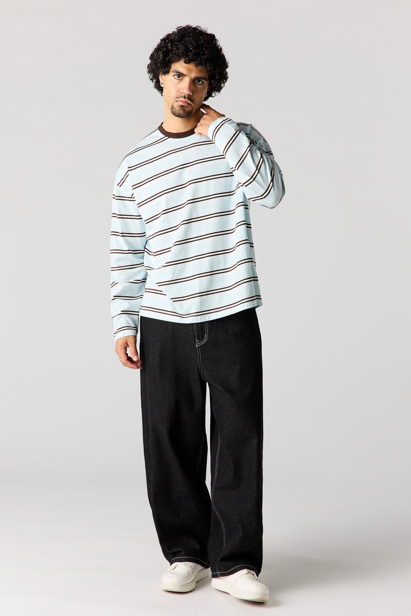 Striped Boxy Long Sleeve Top
