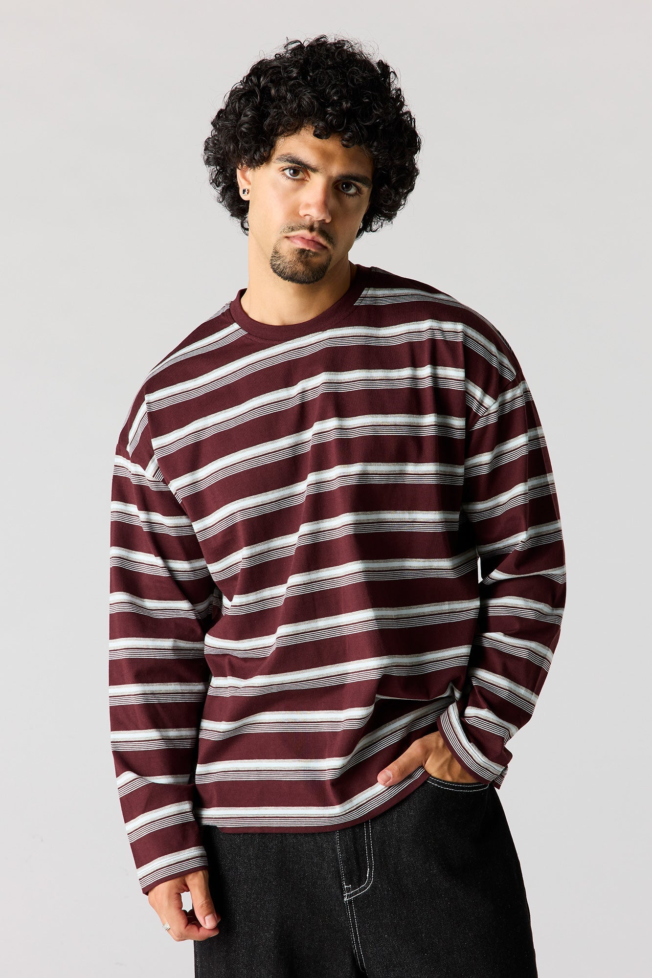 Striped Boxy Long Sleeve Top