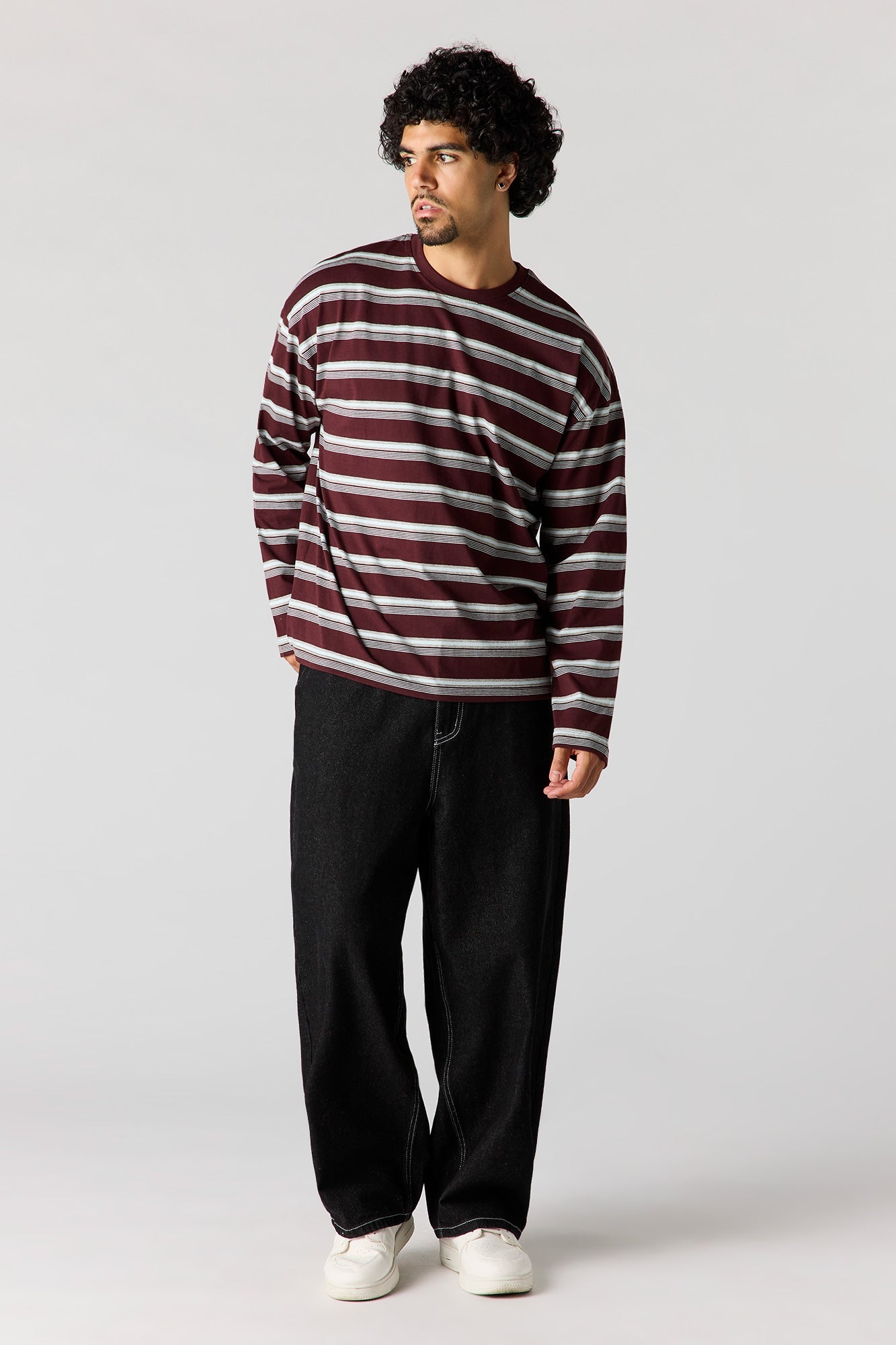 Striped Boxy Long Sleeve Top