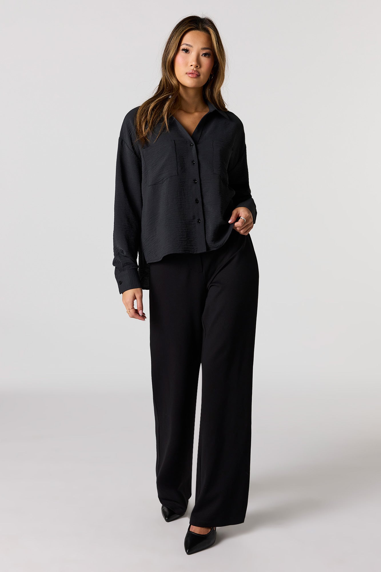 Flowy Button-Up Collared Top