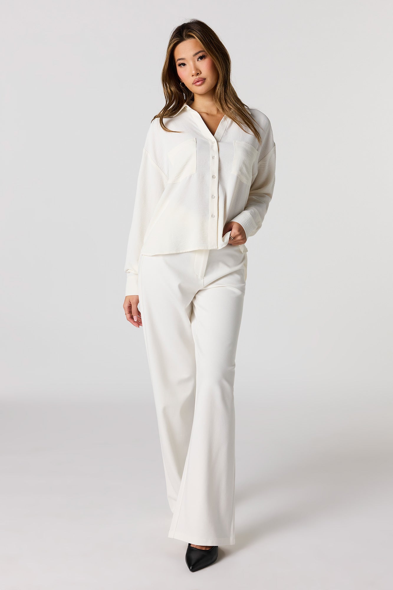 Flowy Button-Up Collared Top