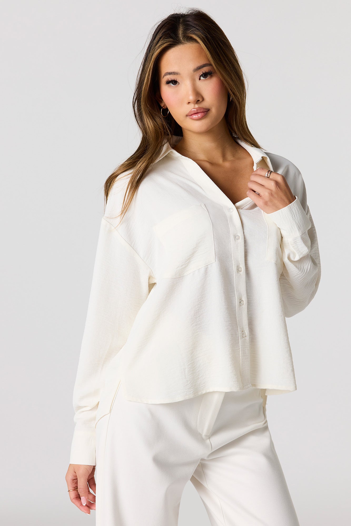 Flowy Button-Up Collared Top