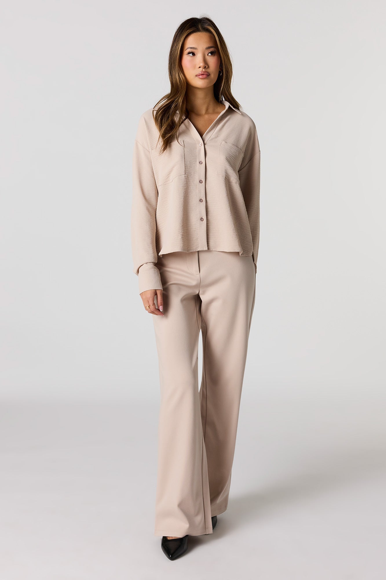 Flowy Button-Up Collared Top