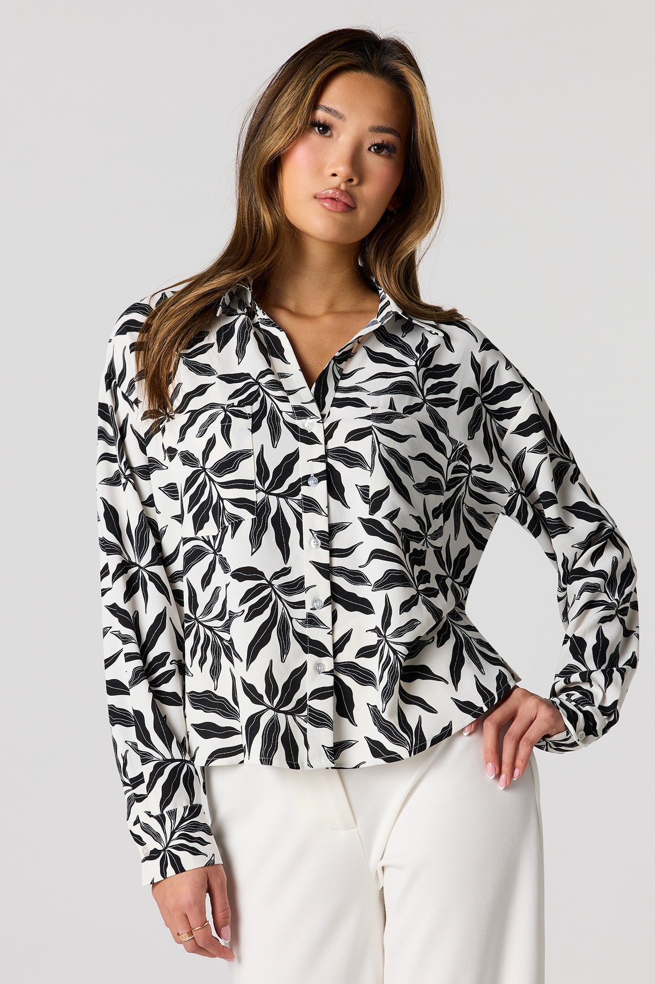 Flowy Button-Up Collared Top