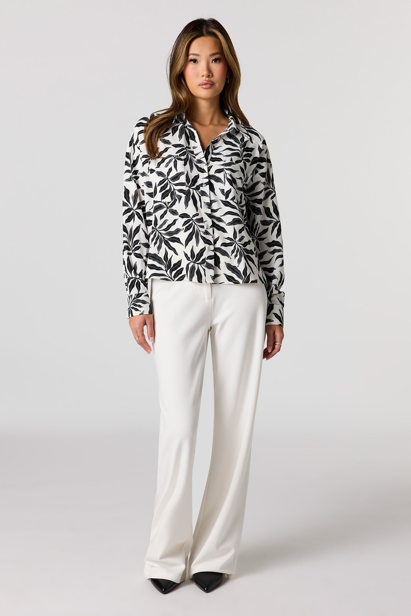 Flowy Button-Up Collared Top