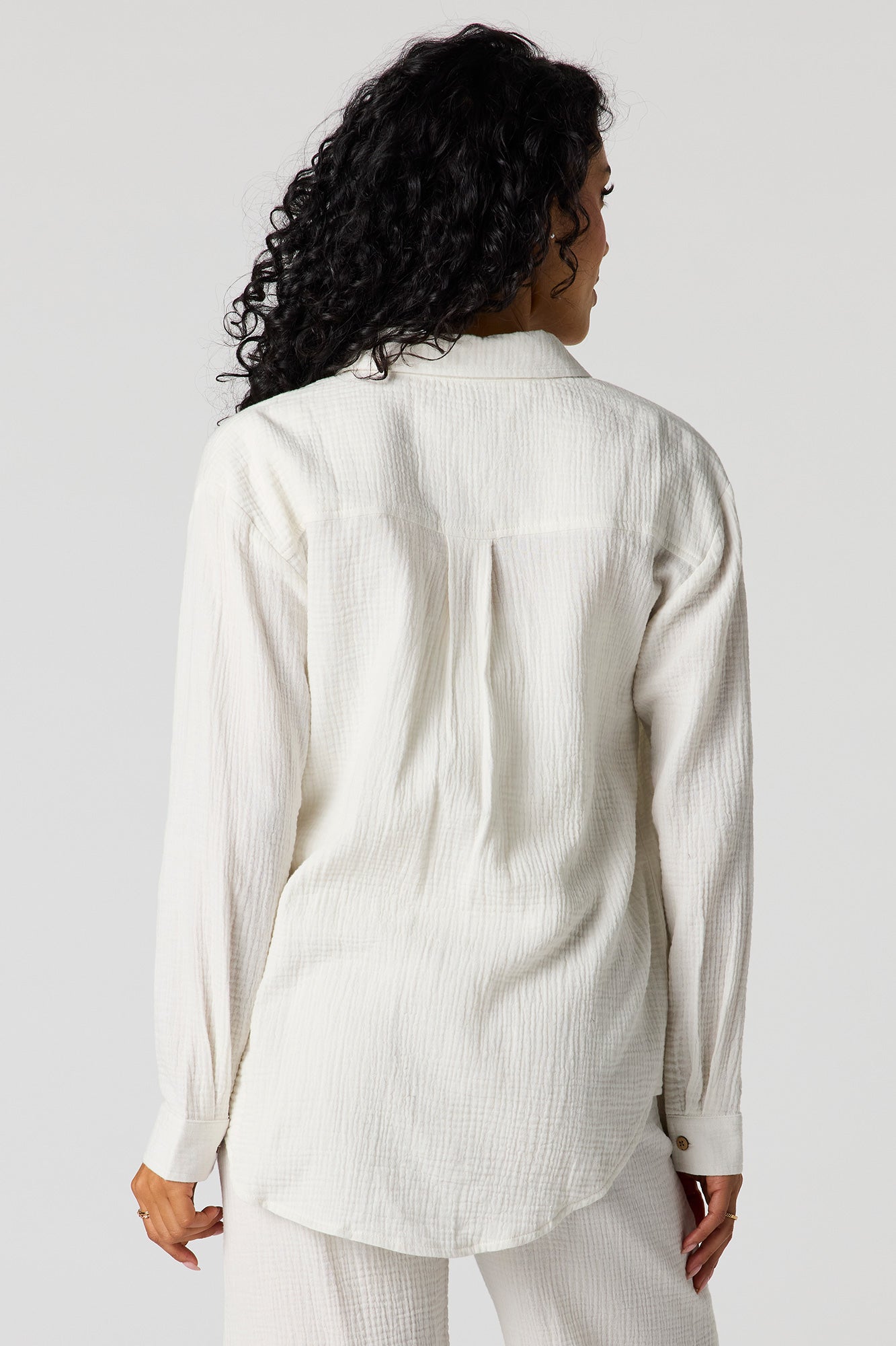 Gauze Relaxed Button-Up Top