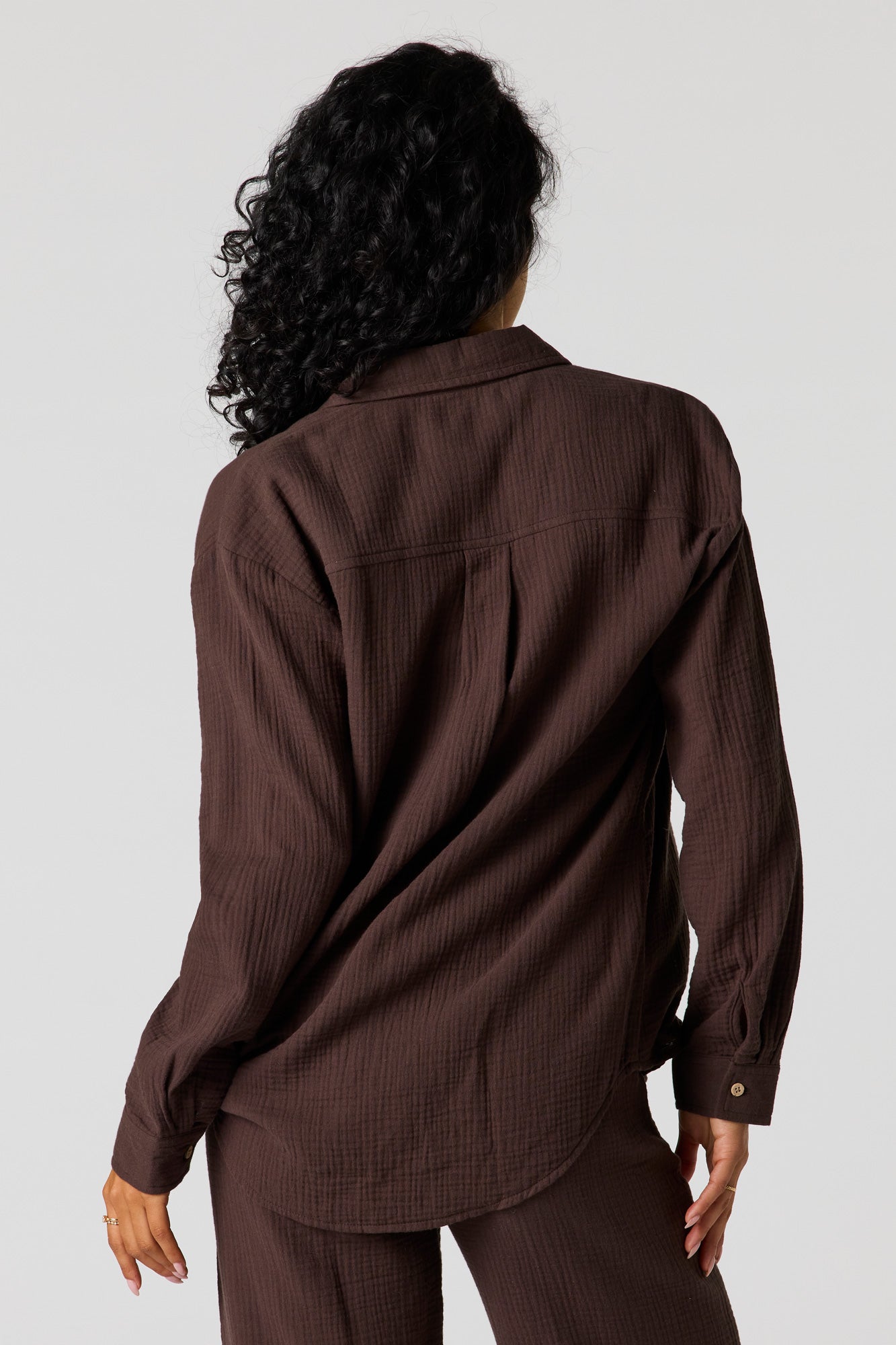 Gauze Relaxed Button-Up Top